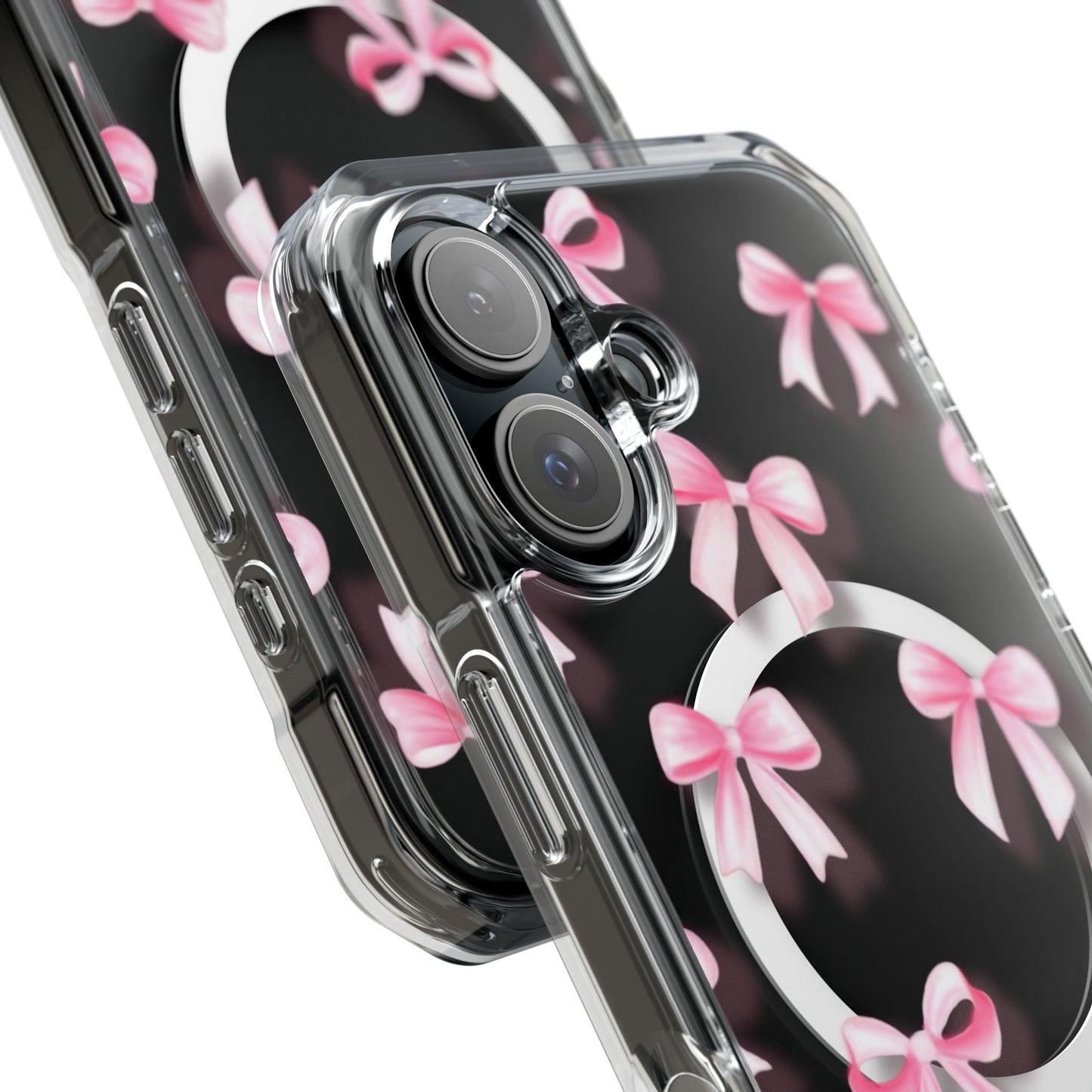 Pink Bows🎀 Magnetic Clear Impact Cases with Pink Bow Design | Stylish Phone Protection, Gifts for Her, Trendy Accessories, Birthday Gifts, Cute Tech