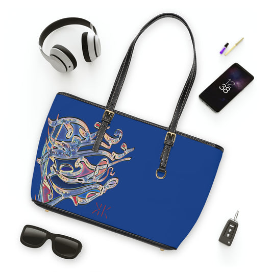 '  Elegant PU Leather Shoulder Bag with Artistic Calligraphy Design