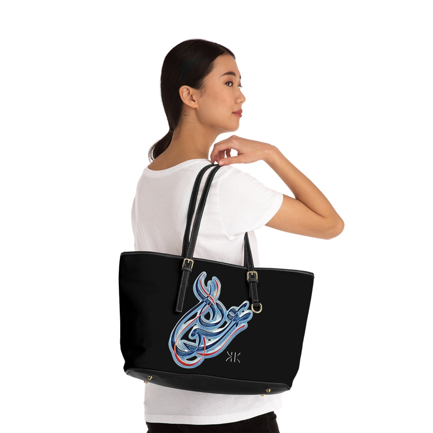 Copy of Elegant PU Leather Shoulder Bag with Artistic Calligraphy Design