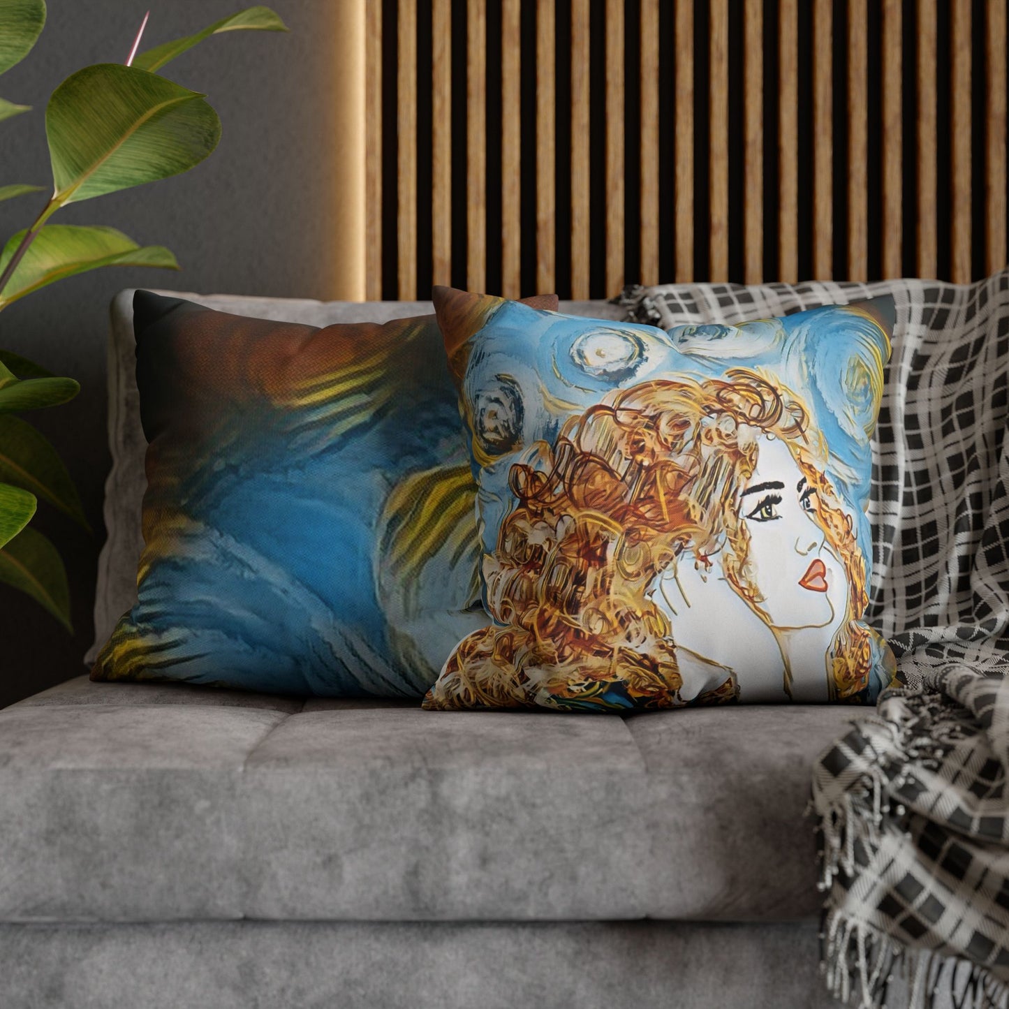 Square Pillowcase - Modern Art Portrait Watercolour Design