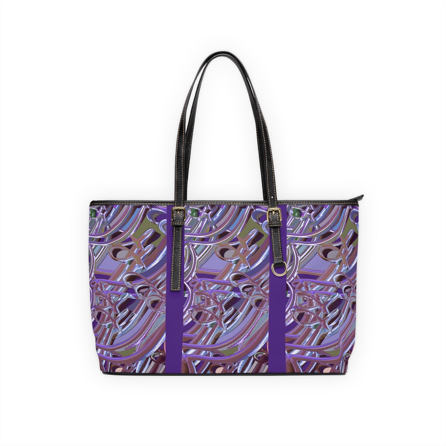 Elegant PU Leather Shoulder Bag with Artistic Calligraphy Design