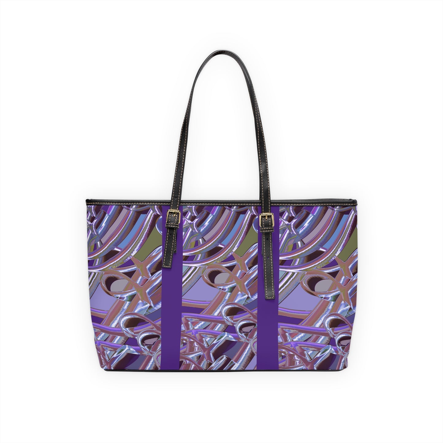 Elegant PU Leather Shoulder Bag with Artistic Calligraphy Design