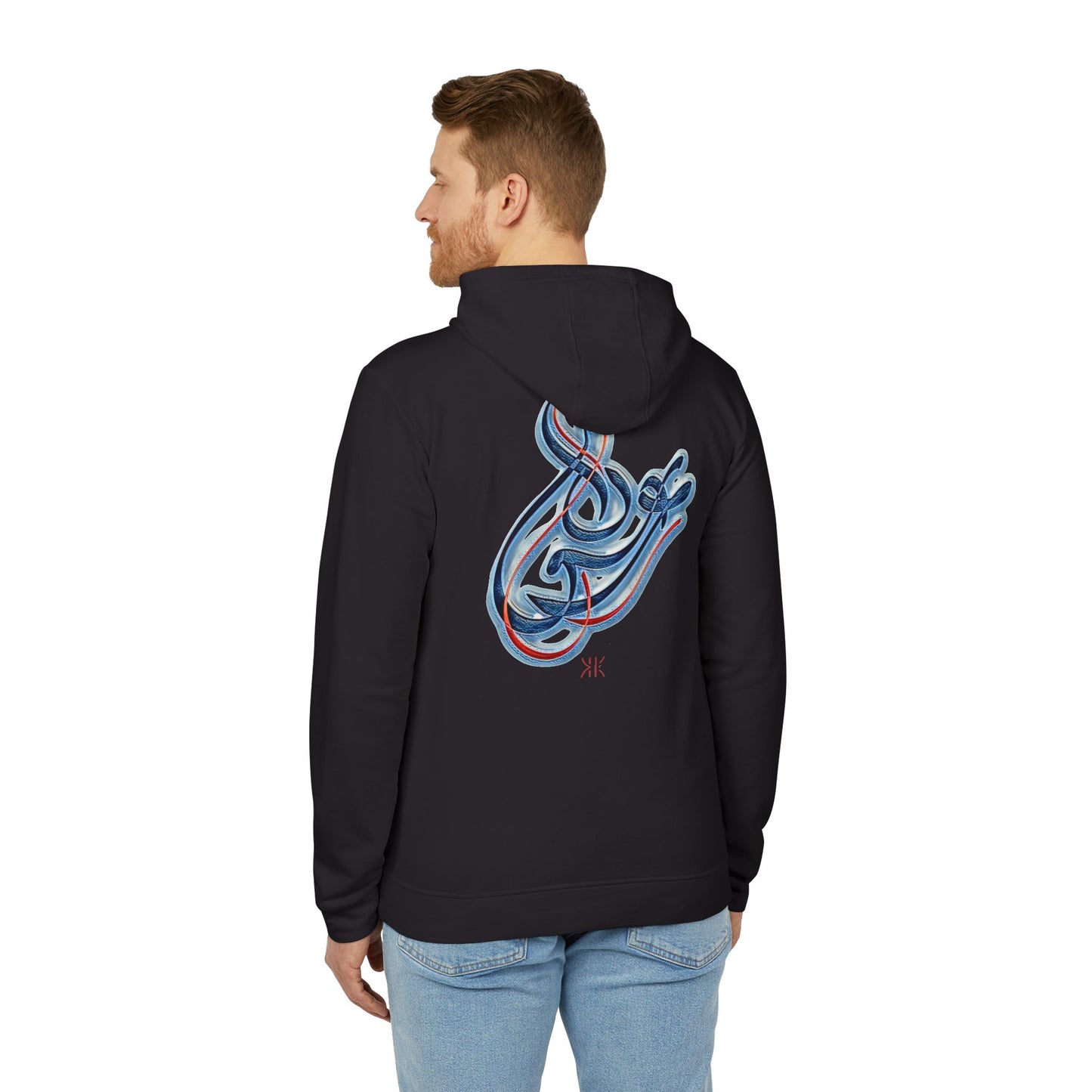 Kalli K X Adidas Unisex Fleece Hoodie-Modern Calligraphy LOVE