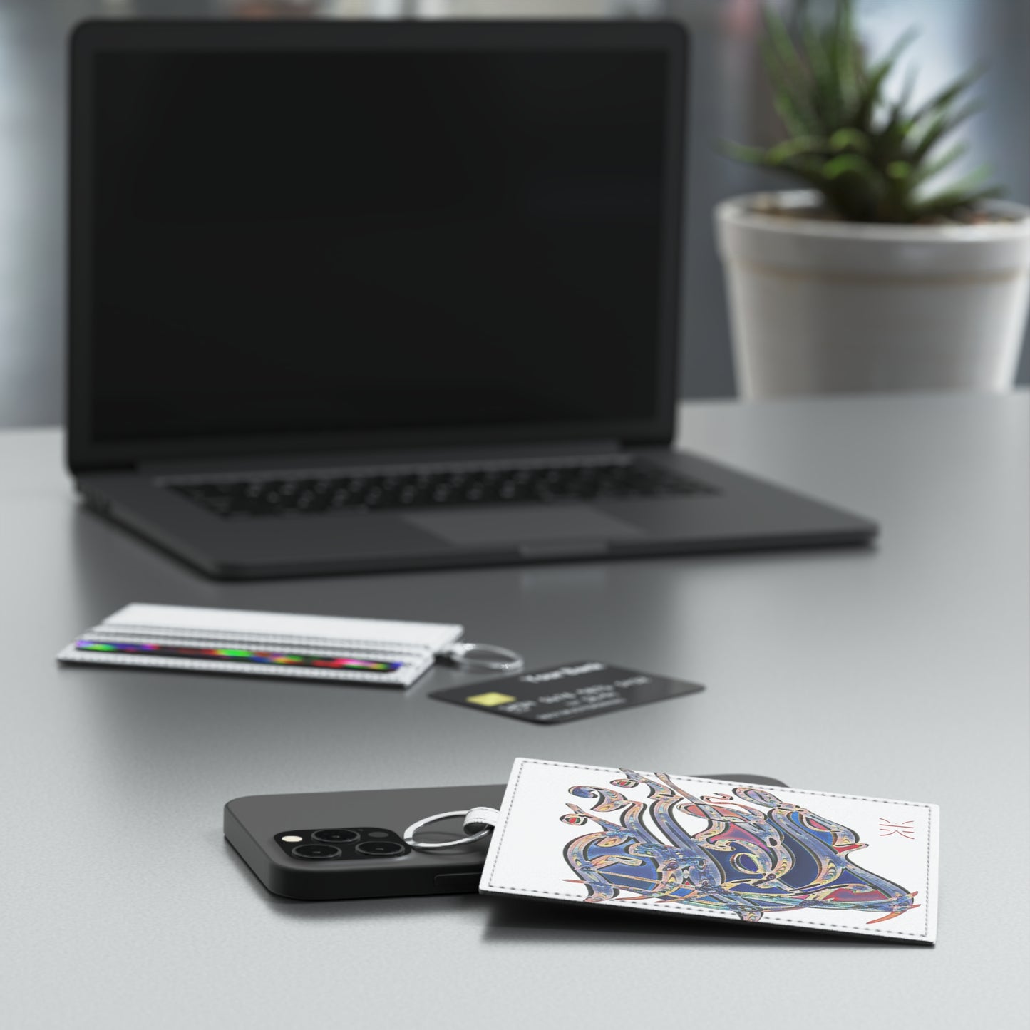 Modern Calligraphy Saffiano Leather Card Holder