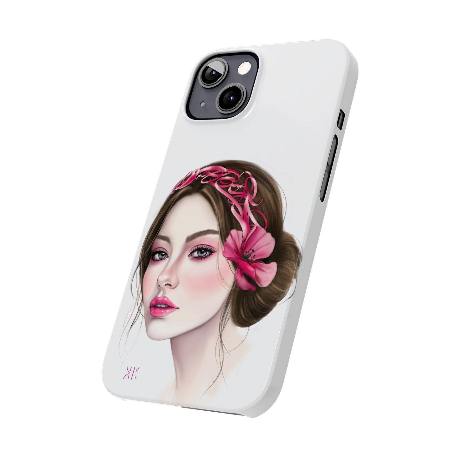 Phone Case - Beautiful Girl Headband Calligraphy Pink