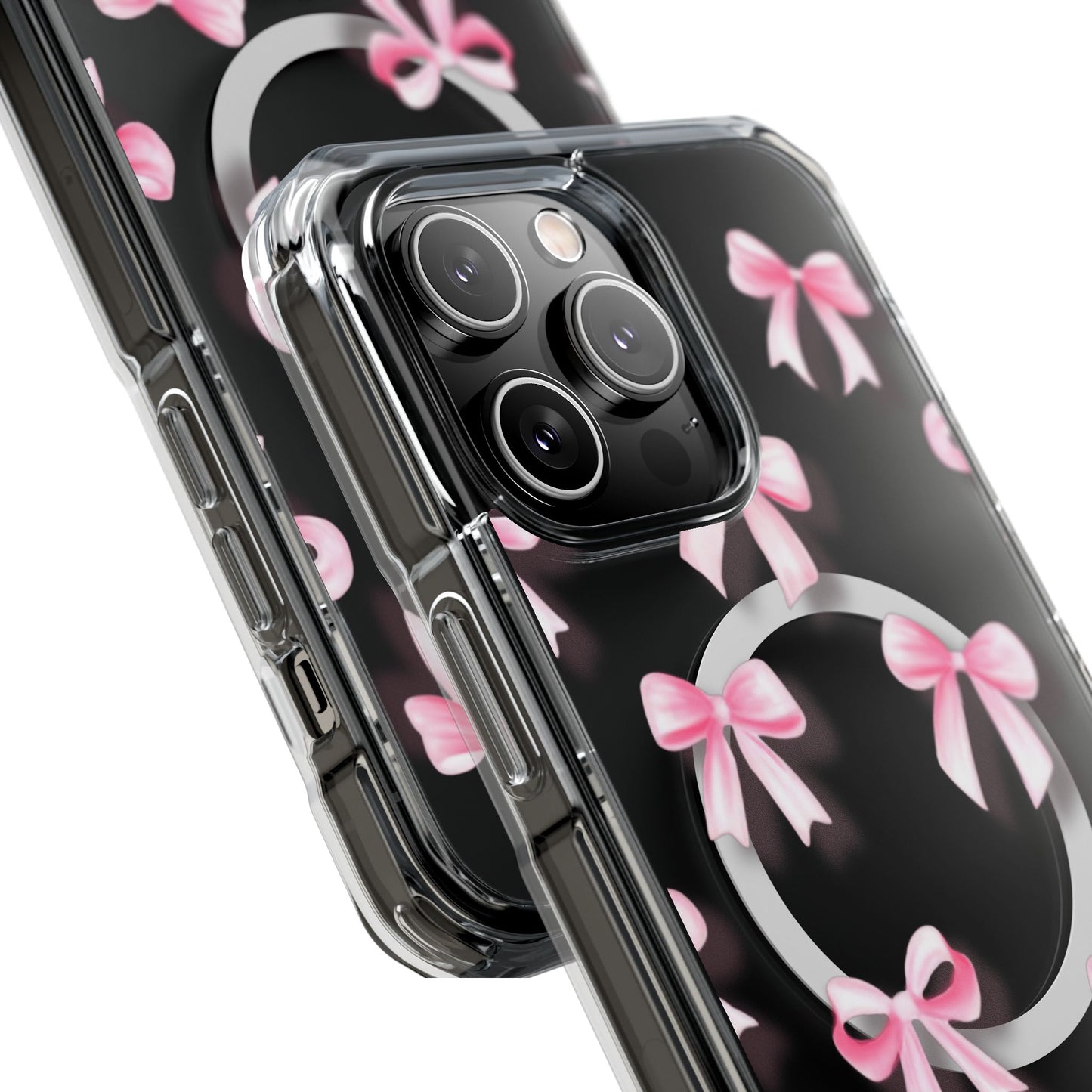Pink Bows🎀 Magnetic Clear Impact Cases with Pink Bow Design | Stylish Phone Protection, Gifts for Her, Trendy Accessories, Birthday Gifts, Cute Tech