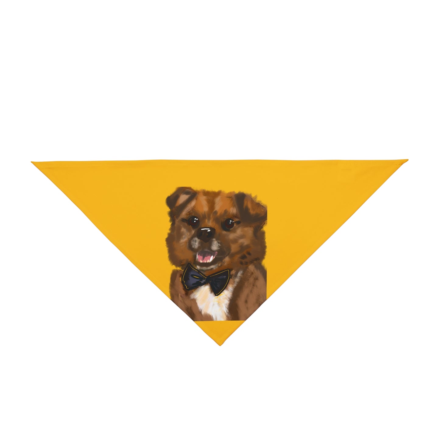 Custom Pet Bandana with Dog Portrait - Yellow Bowtie Design