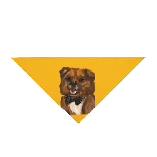 Custom Pet Bandana with Dog Portrait - Yellow Bowtie Design