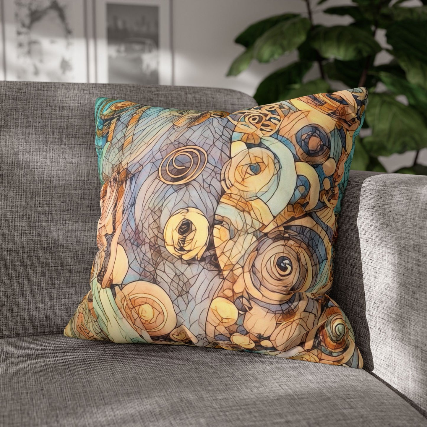 Ethereal Swirls design Faux Suede Square Pillow Cover