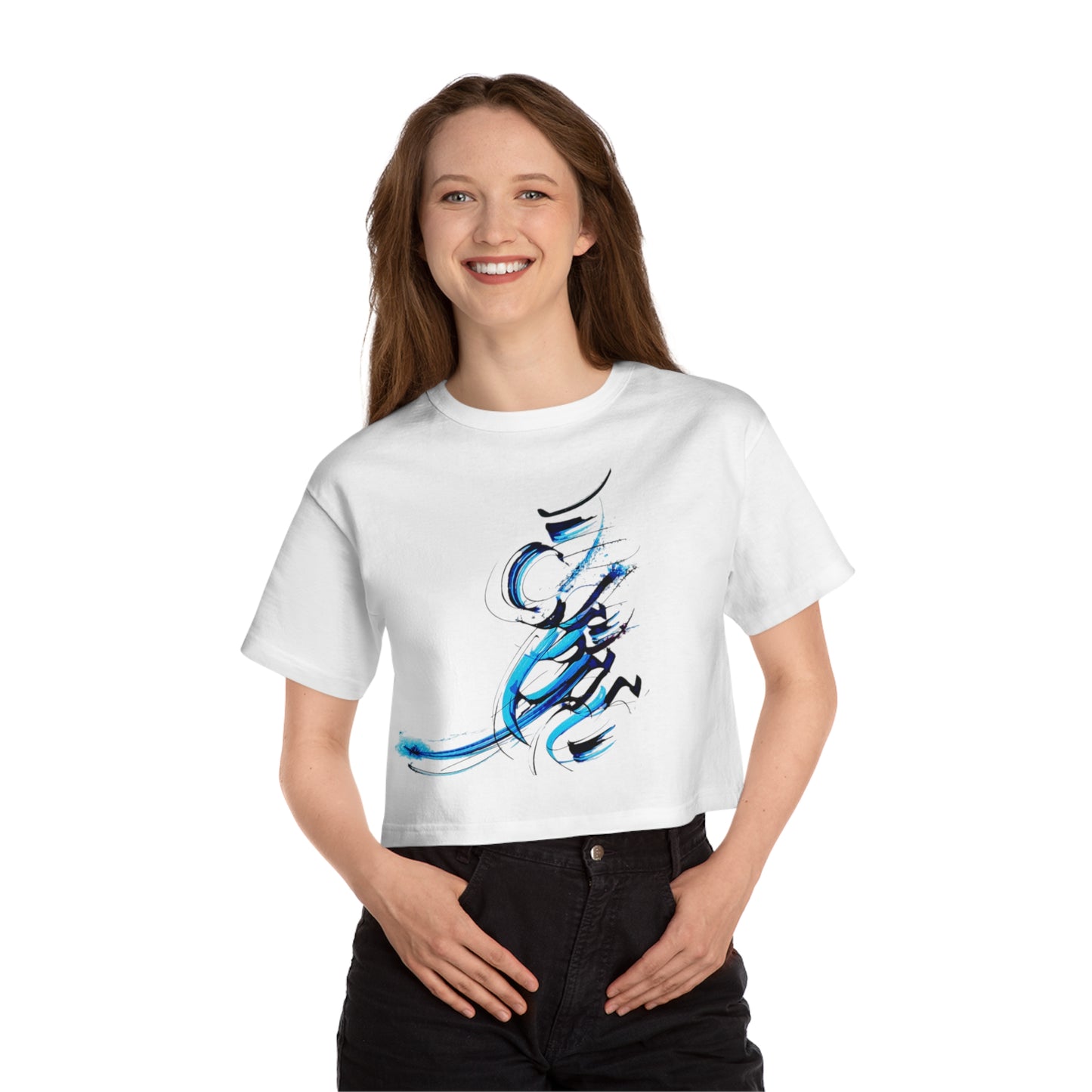 Kalli K X Chamion Stylish Women's Cropped T-Shirt with Persian Calligraphy Design