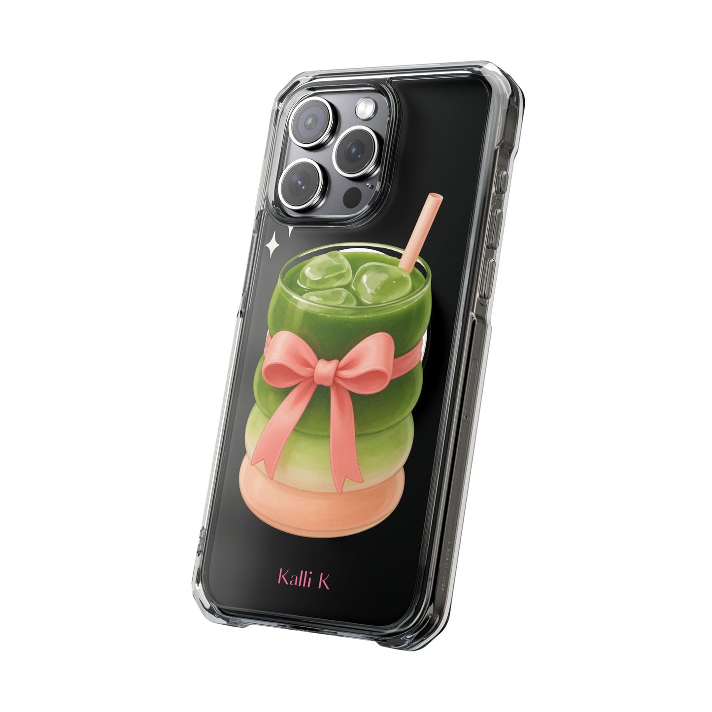 Macha girlie🎀 Magnetic Clear Impact Cases with Pink Bow Design | Stylish Phone Protection, Gifts for Her, Trendy Accessories, Birthday Gifts, Cute Tech