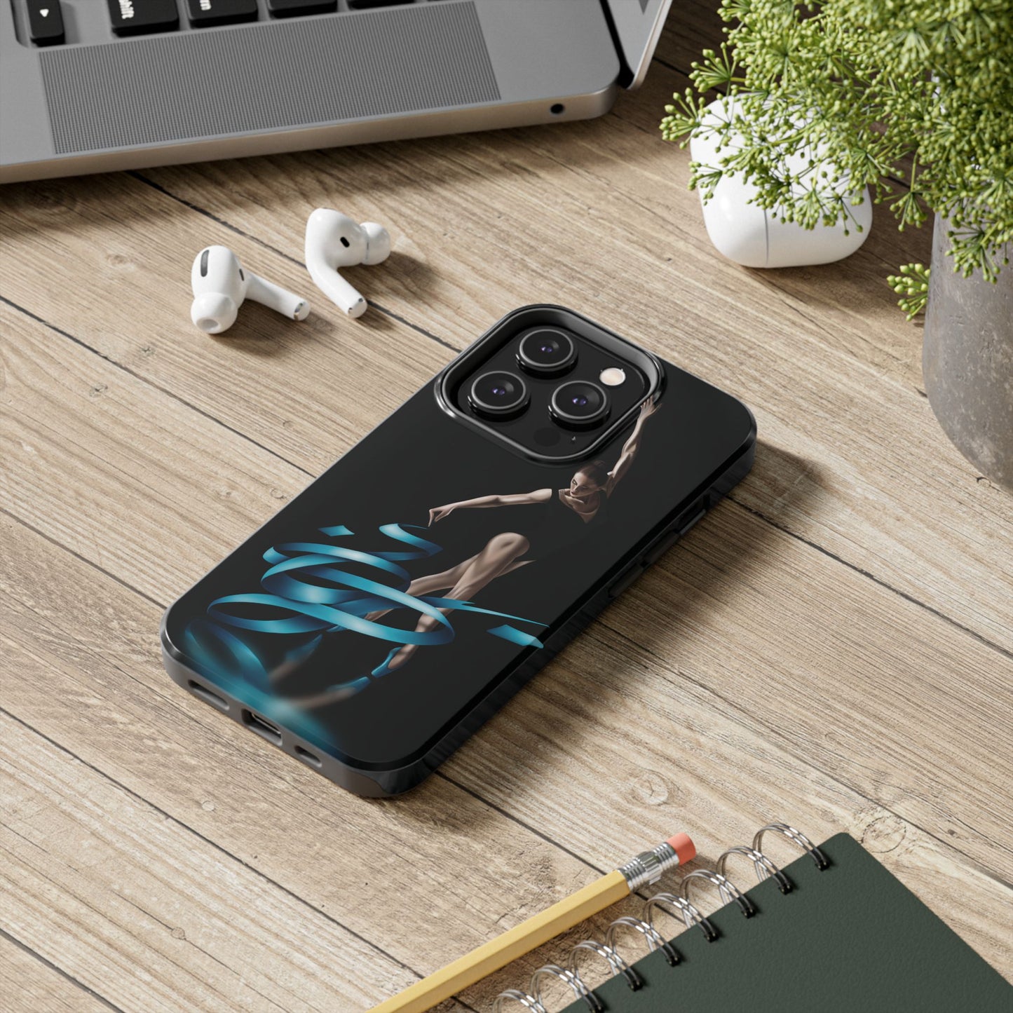 Phone Case Ballerina with Blue Ribbon Persian Calligraphy Design