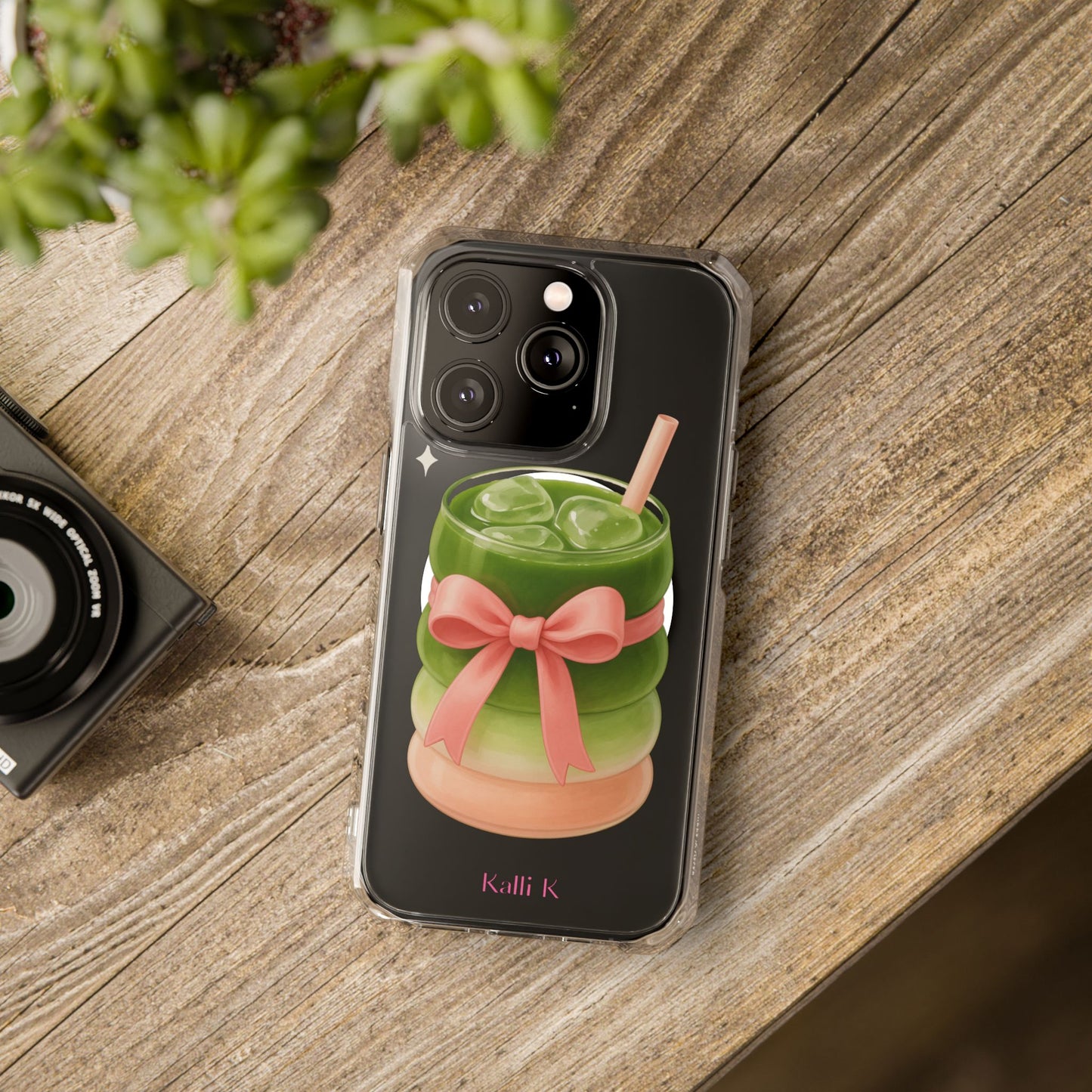 Macha girlie🎀 Magnetic Clear Impact Cases with Pink Bow Design | Stylish Phone Protection, Gifts for Her, Trendy Accessories, Birthday Gifts, Cute Tech