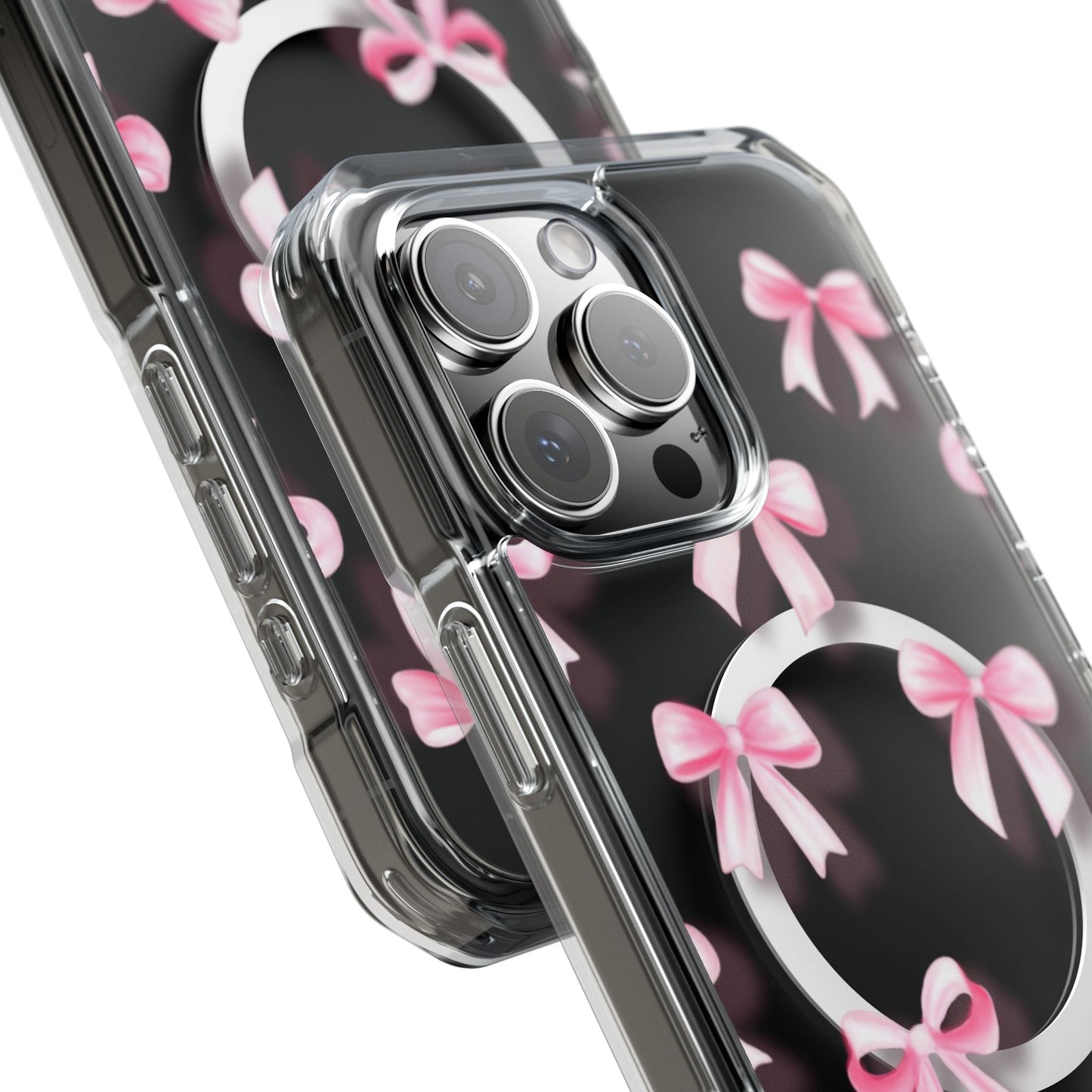 Pink Bows🎀 Magnetic Clear Impact Cases with Pink Bow Design | Stylish Phone Protection, Gifts for Her, Trendy Accessories, Birthday Gifts, Cute Tech