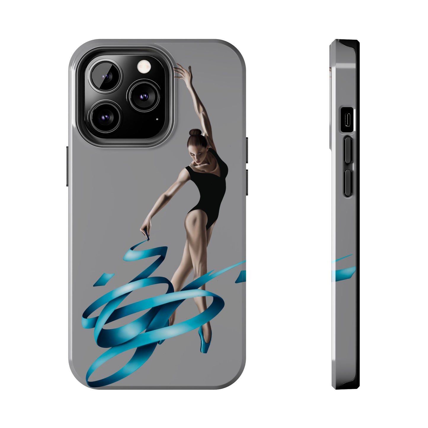 Phone Case - Ballerina with Blue Ribbon Persian Calligraphy Design in Grey