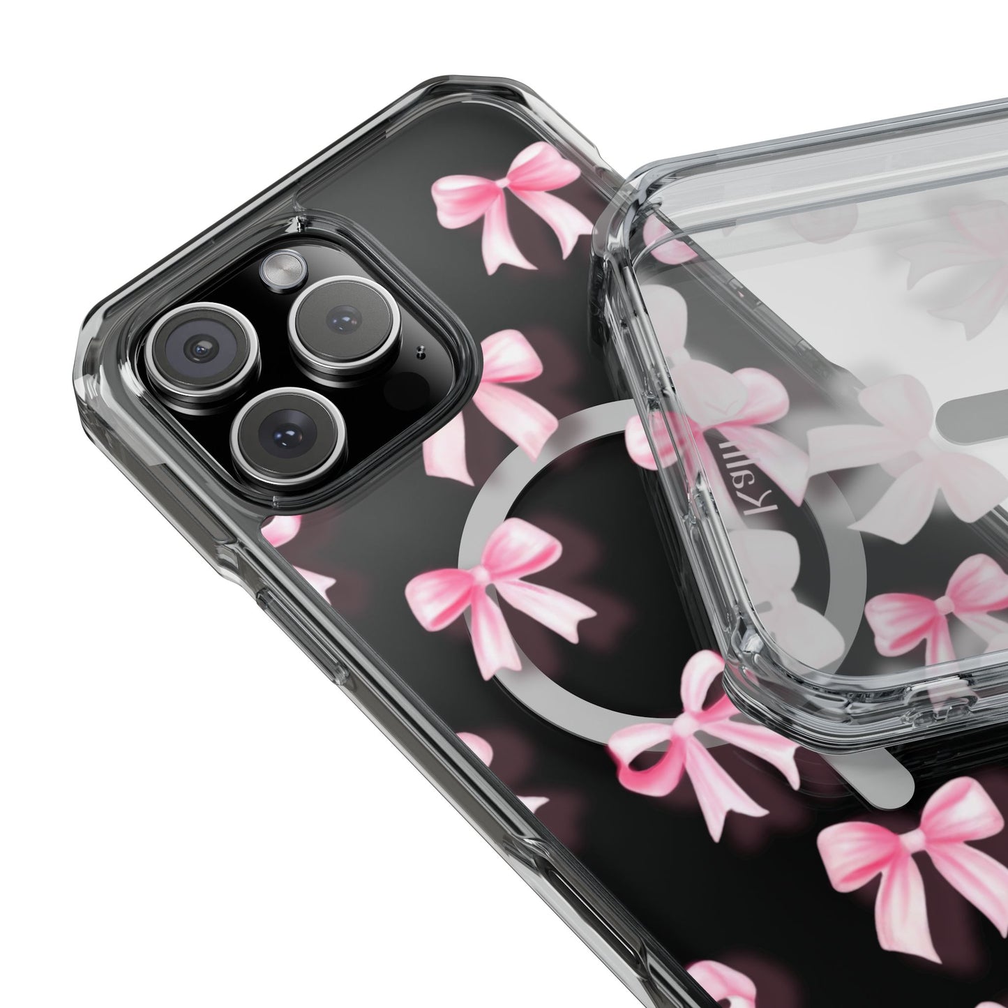 Pink Bows🎀 Magnetic Clear Impact Cases with Pink Bow Design | Stylish Phone Protection, Gifts for Her, Trendy Accessories, Birthday Gifts, Cute Tech