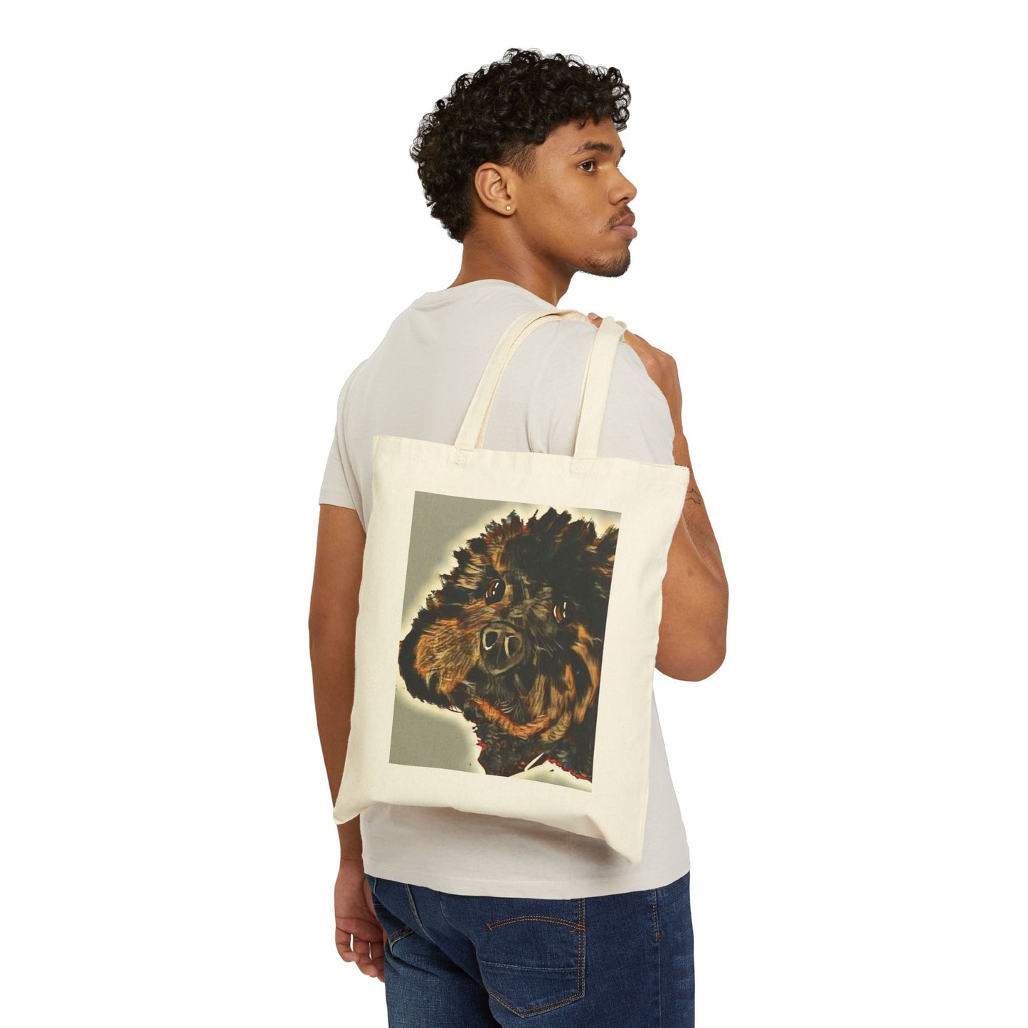Adorable Dog Art Cotton Canvas Tote Bag - Perfect for Pet Lovers