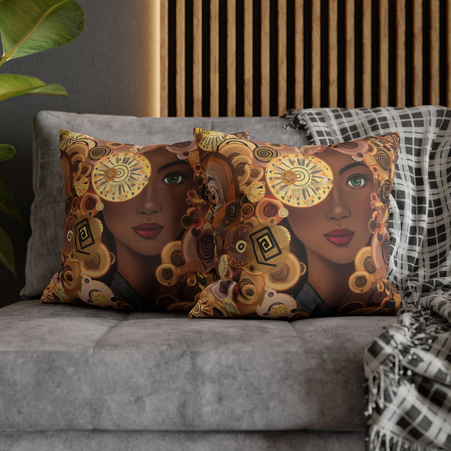Persian art inspired beauty Faux Suede Square Pillow Cover