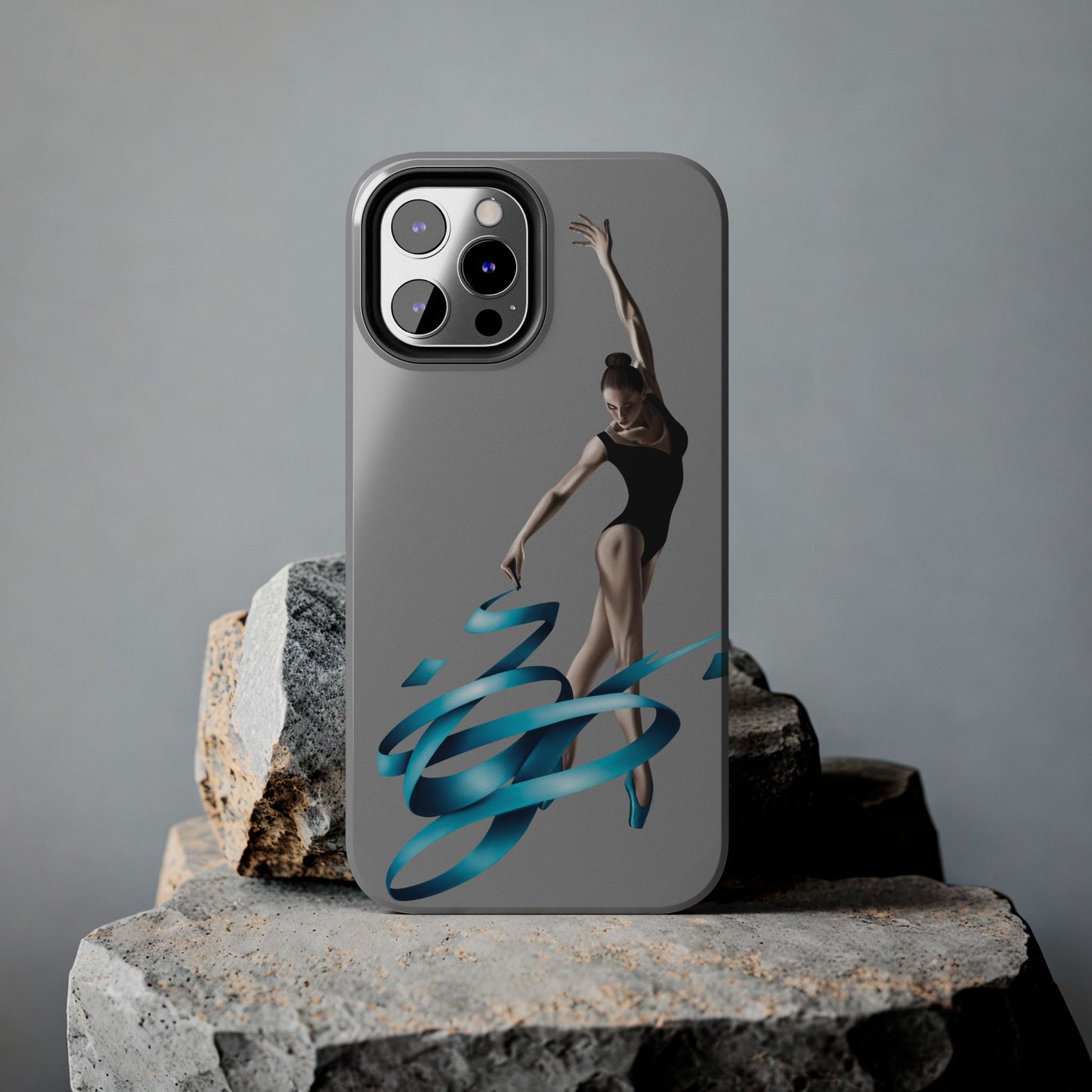 Phone Case - Ballerina with Blue Ribbon Persian Calligraphy Design in Grey