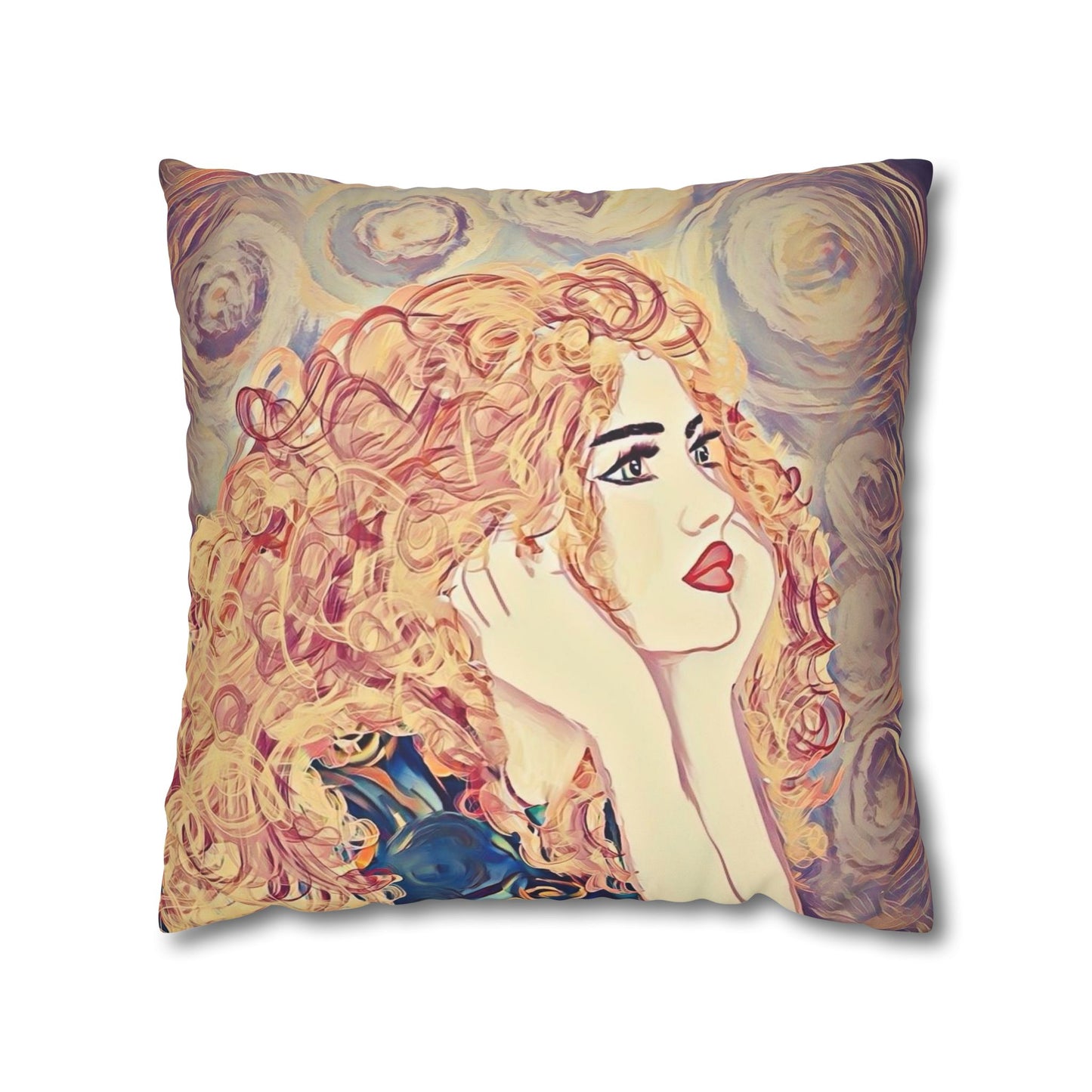 Square Pillowcase - Modern Art Portrait Watercolour Design