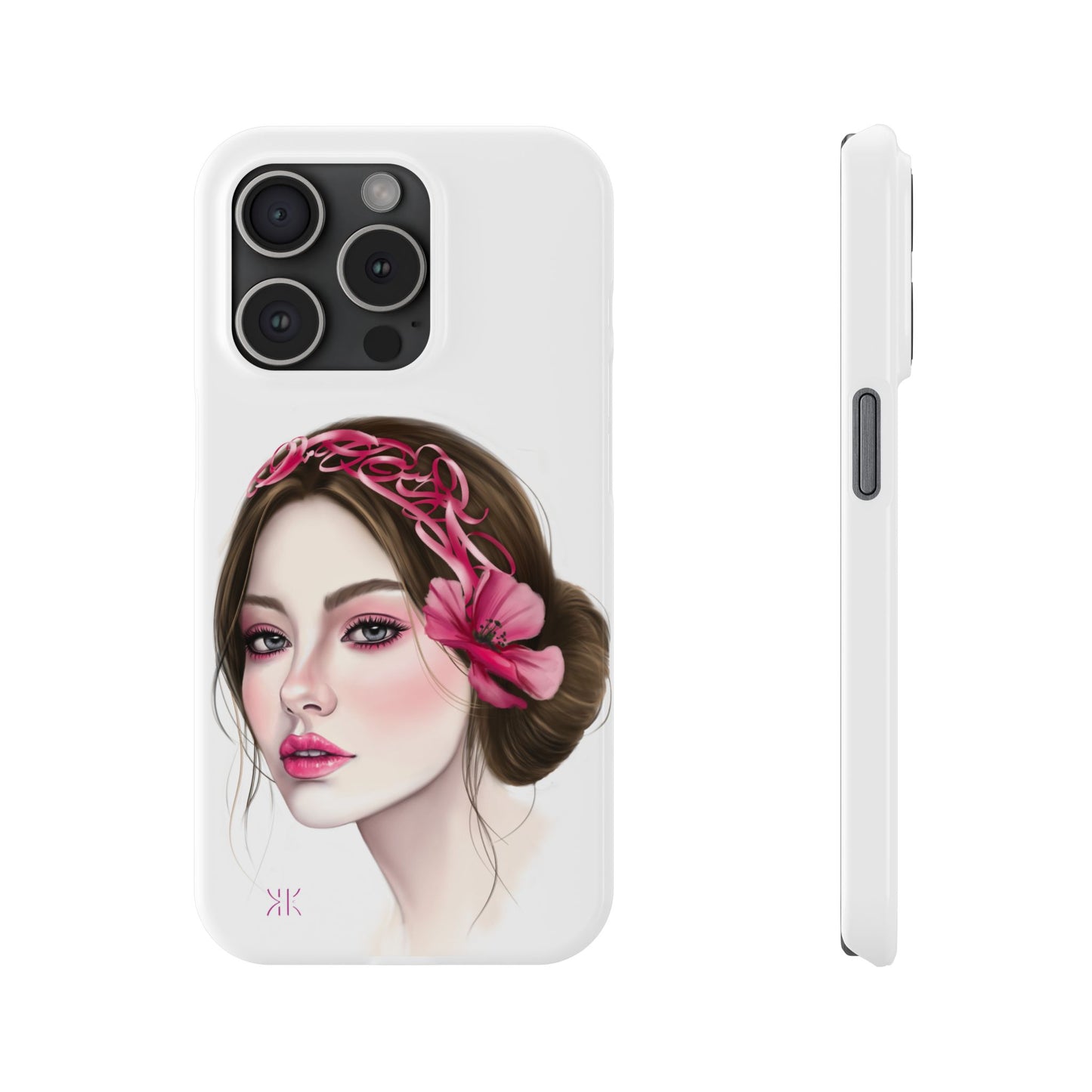 Phone Case - Beautiful Girl Headband Calligraphy Pink