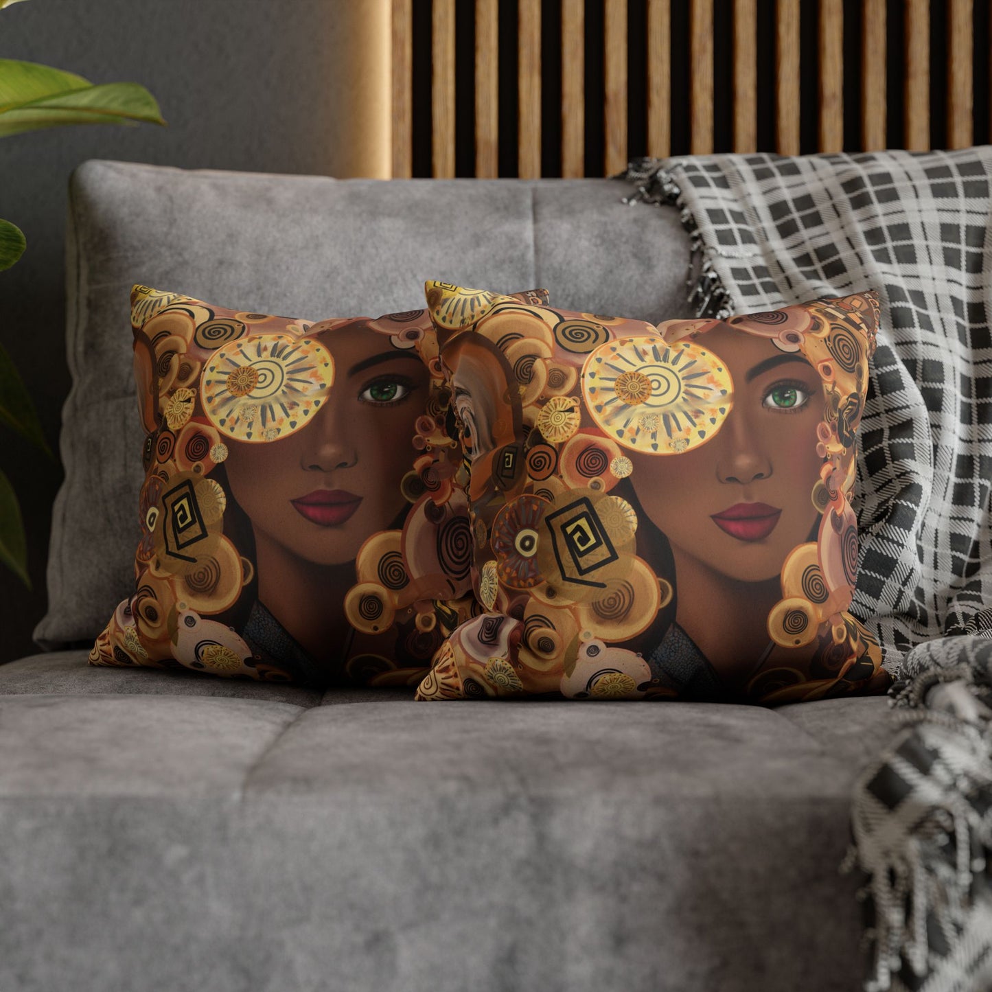 Persian art inspired beauty Faux Suede Square Pillow Cover