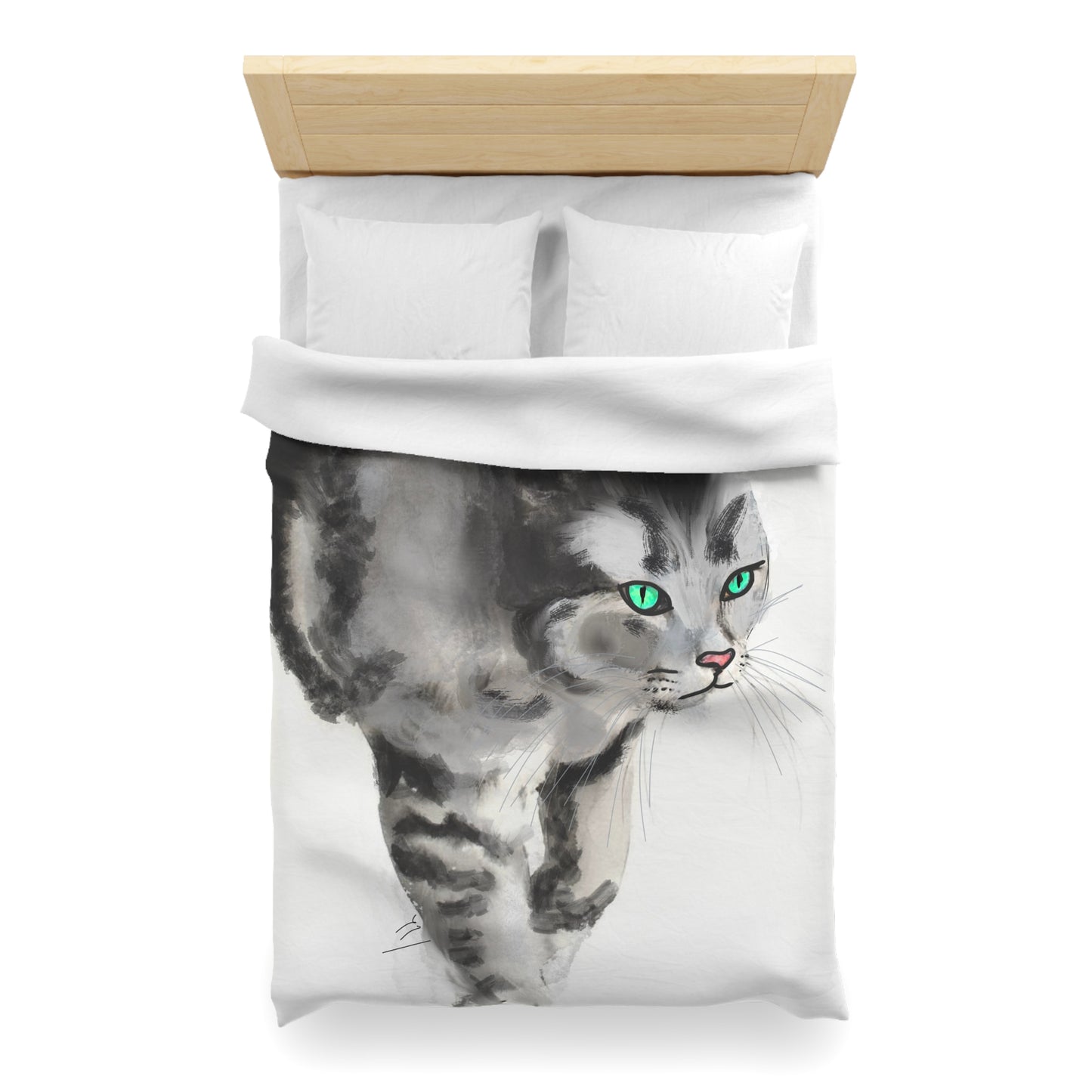 Serenity Microfiber Duvet Cover – Elegant Water ink painting for Cozy Bedrooms.