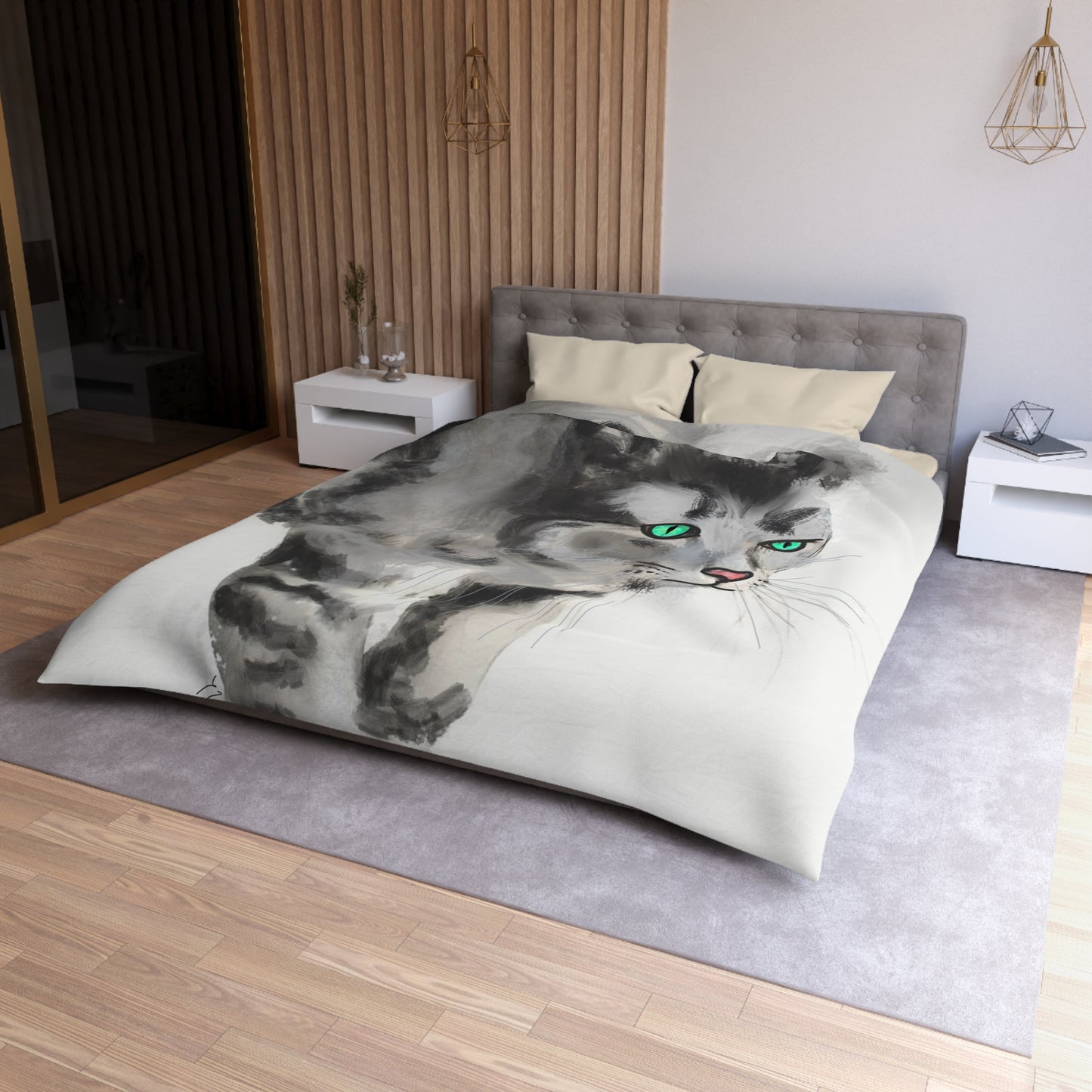 Serenity Microfiber Duvet Cover – Elegant Water ink painting for Cozy Bedrooms.