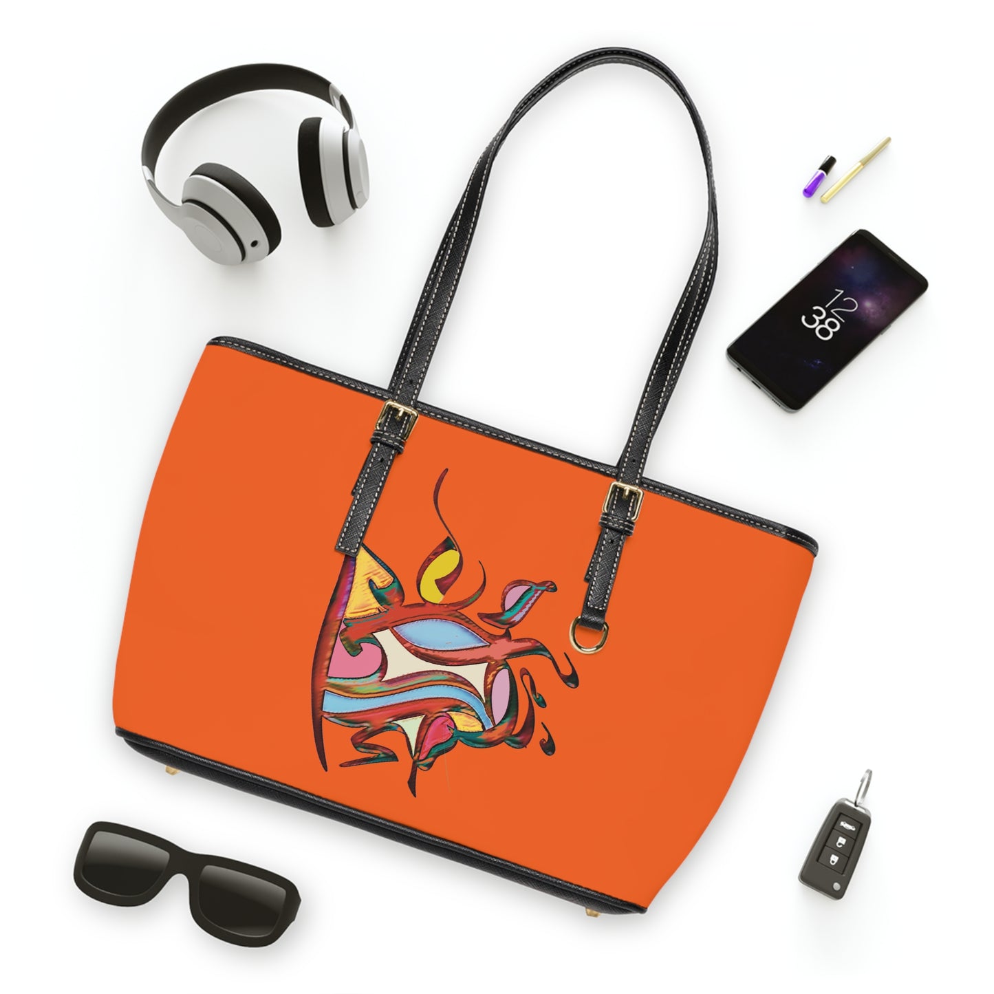 Elegant PU Leather Purse with Artistic Calligraphy Design