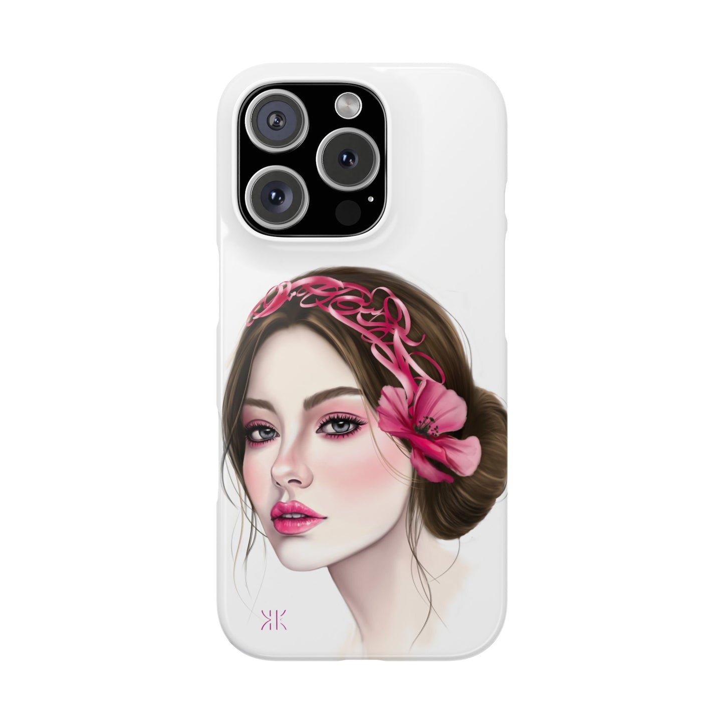 Phone Case - Beautiful Girl Headband Calligraphy Pink