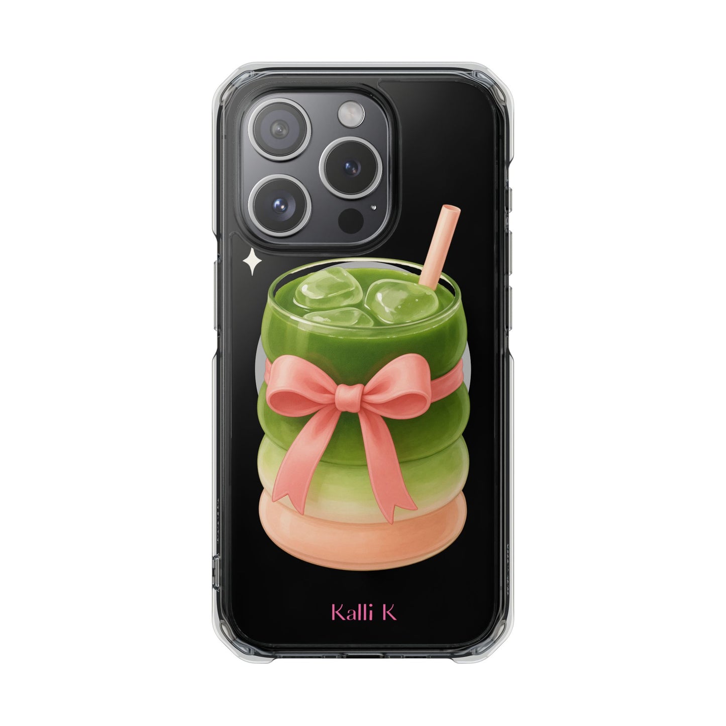 Macha girlie🎀 Magnetic Clear Impact Cases with Pink Bow Design | Stylish Phone Protection, Gifts for Her, Trendy Accessories, Birthday Gifts, Cute Tech
