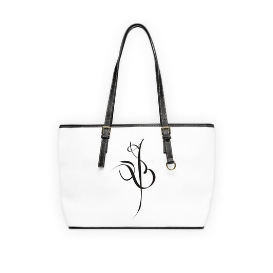 Elegant PU Leather Shoulder Bag with Artistic Calligraphy Design