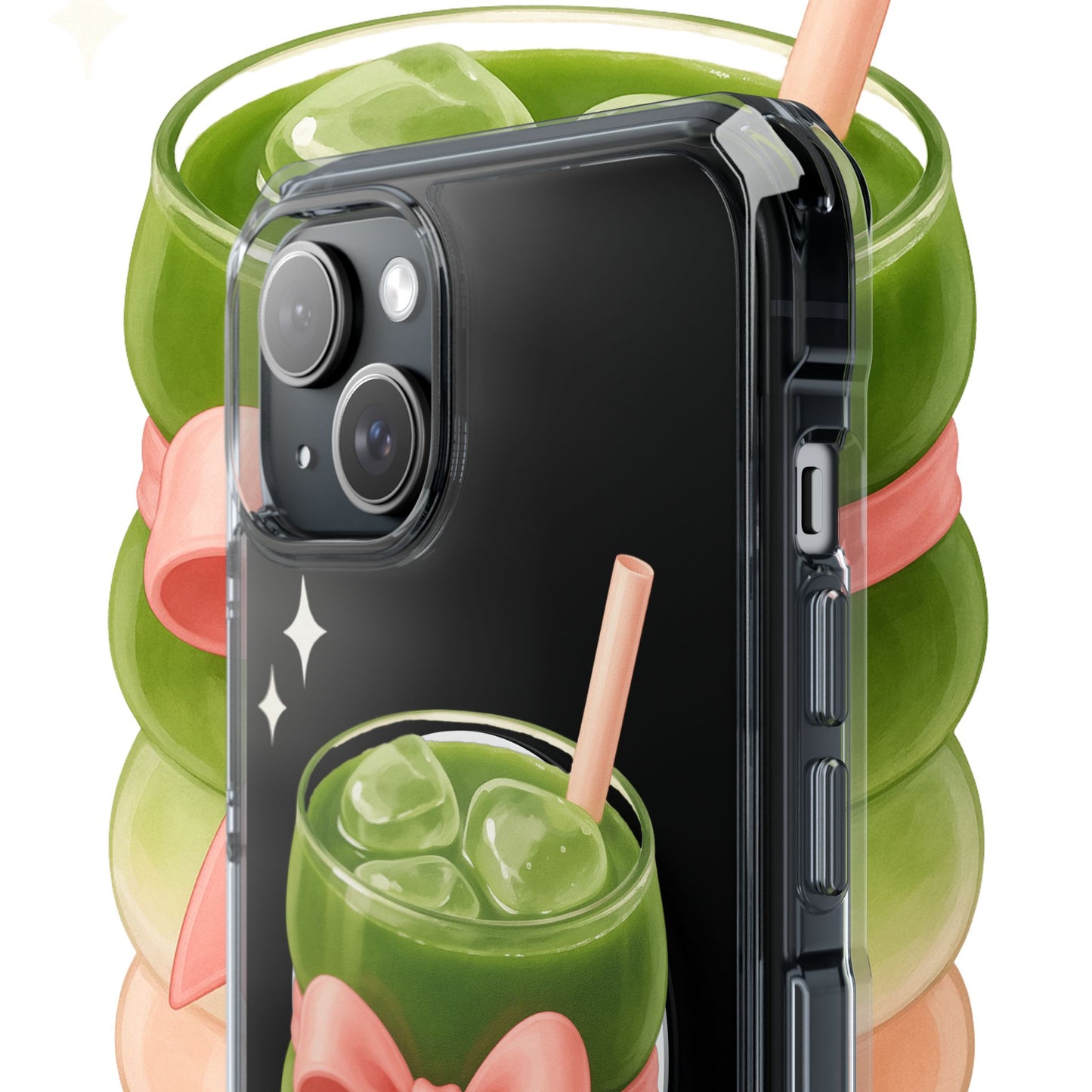 Macha girlie🎀 Magnetic Clear Impact Cases with Pink Bow Design | Stylish Phone Protection, Gifts for Her, Trendy Accessories, Birthday Gifts, Cute Tech