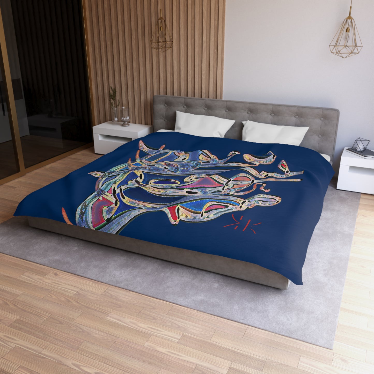 Kalli K Serenity Microfiber Duvet Cover – Elegant Modern Calligraphy design for your Bedrooms