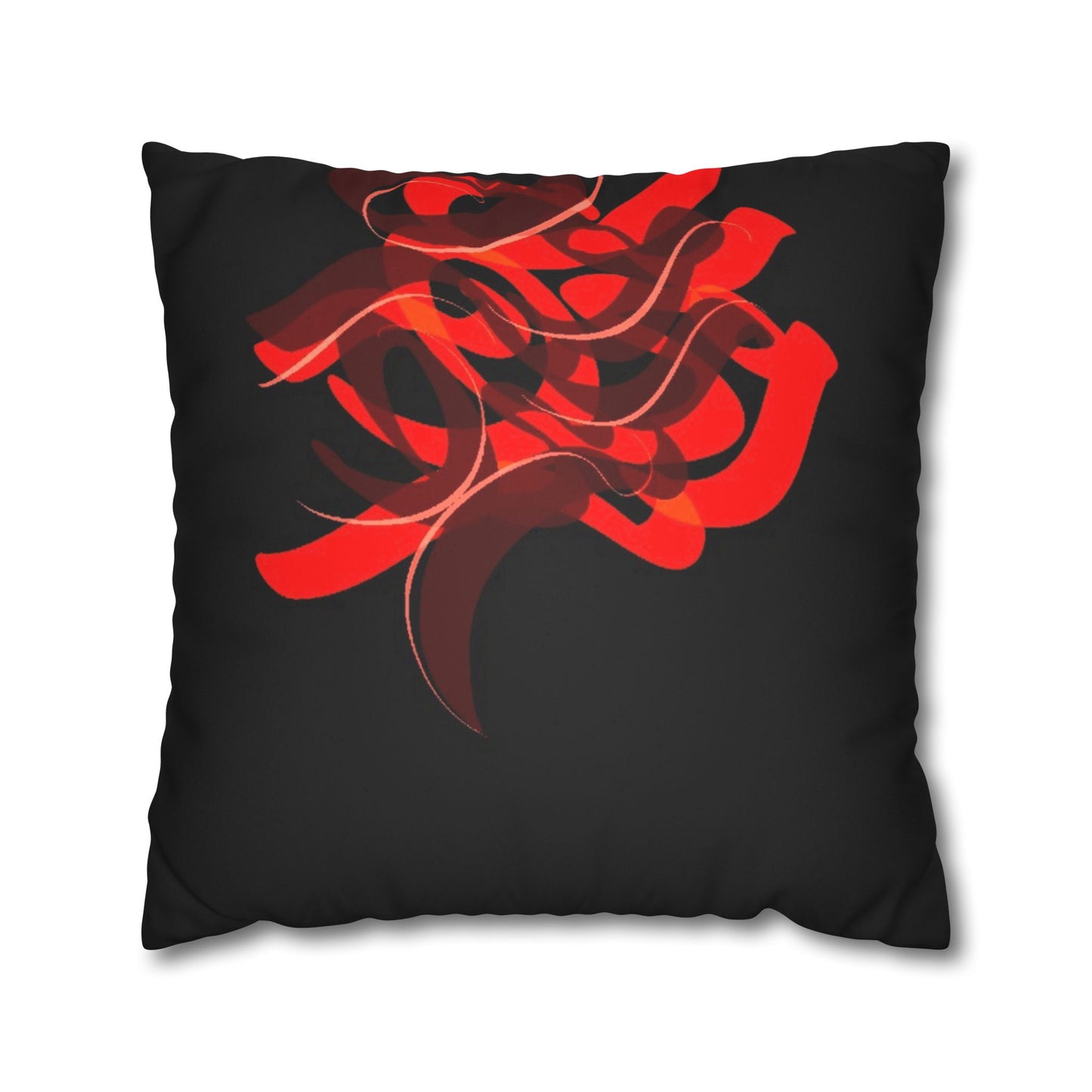 Square Pillowcase - Persian Calligraphy Faux Suede Design