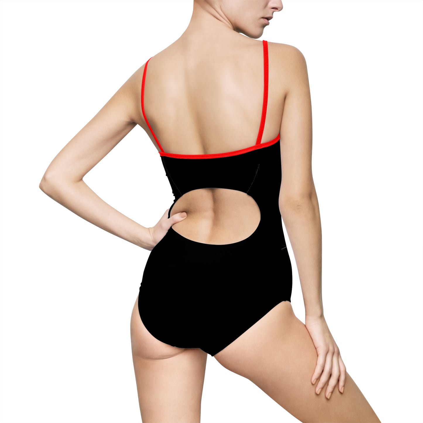 Kalli K Modern Persian Calligraphy Women's One-Piece Swimsuit - Summer Pool Party Essential.