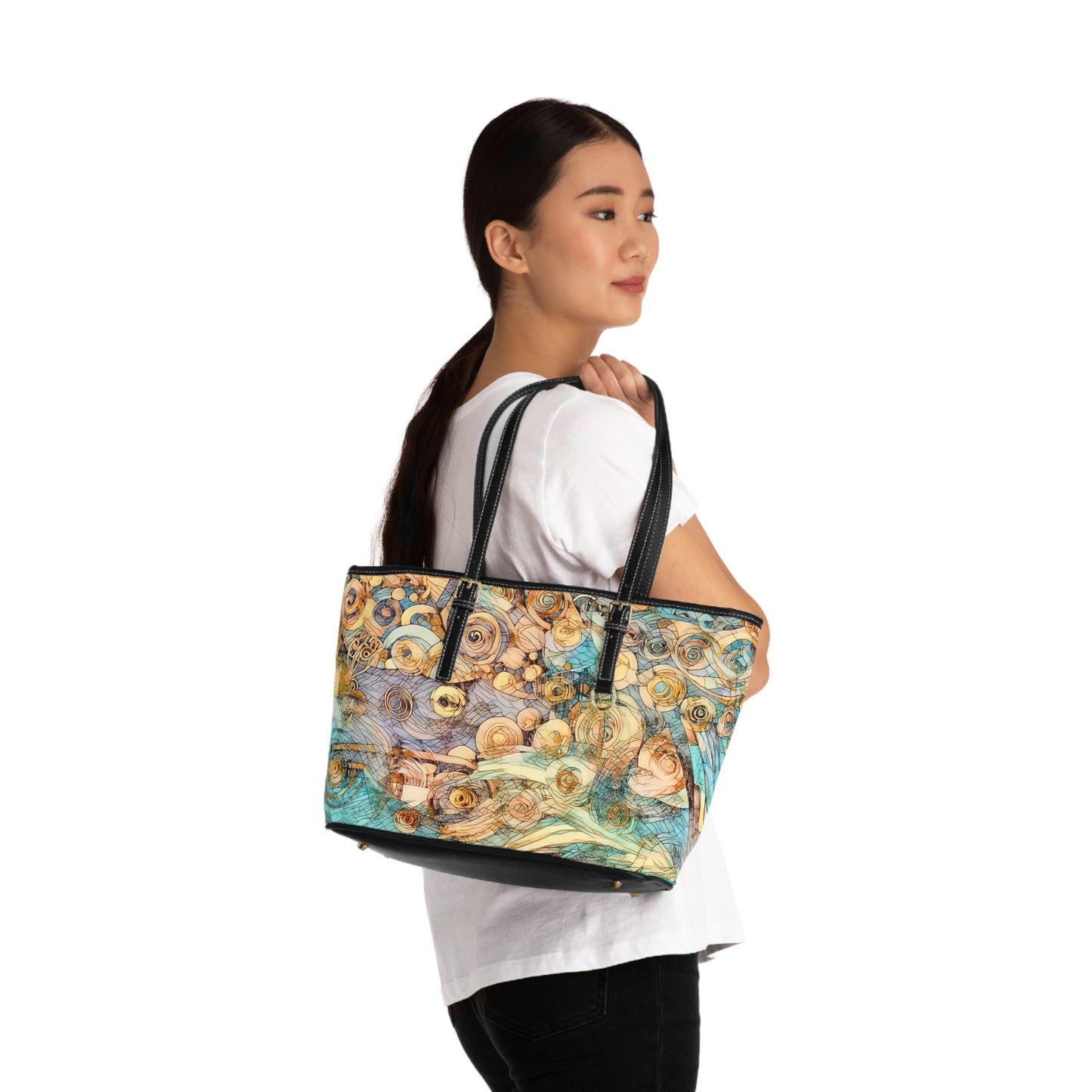 Copy of Elegant PU Leather Shoulder Bag with Artistic Calligraphy Design