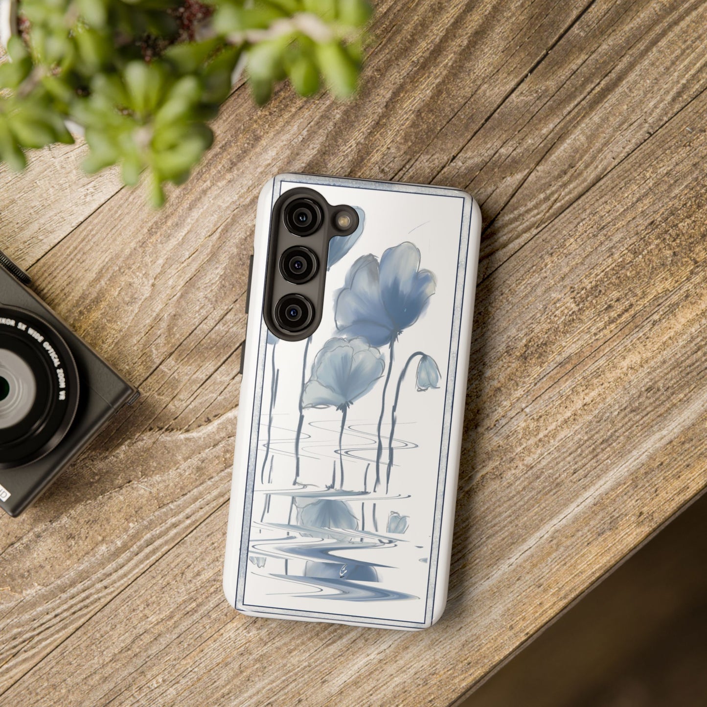 Floral Tough Phone Case - Watercolour Blue Flora Collection