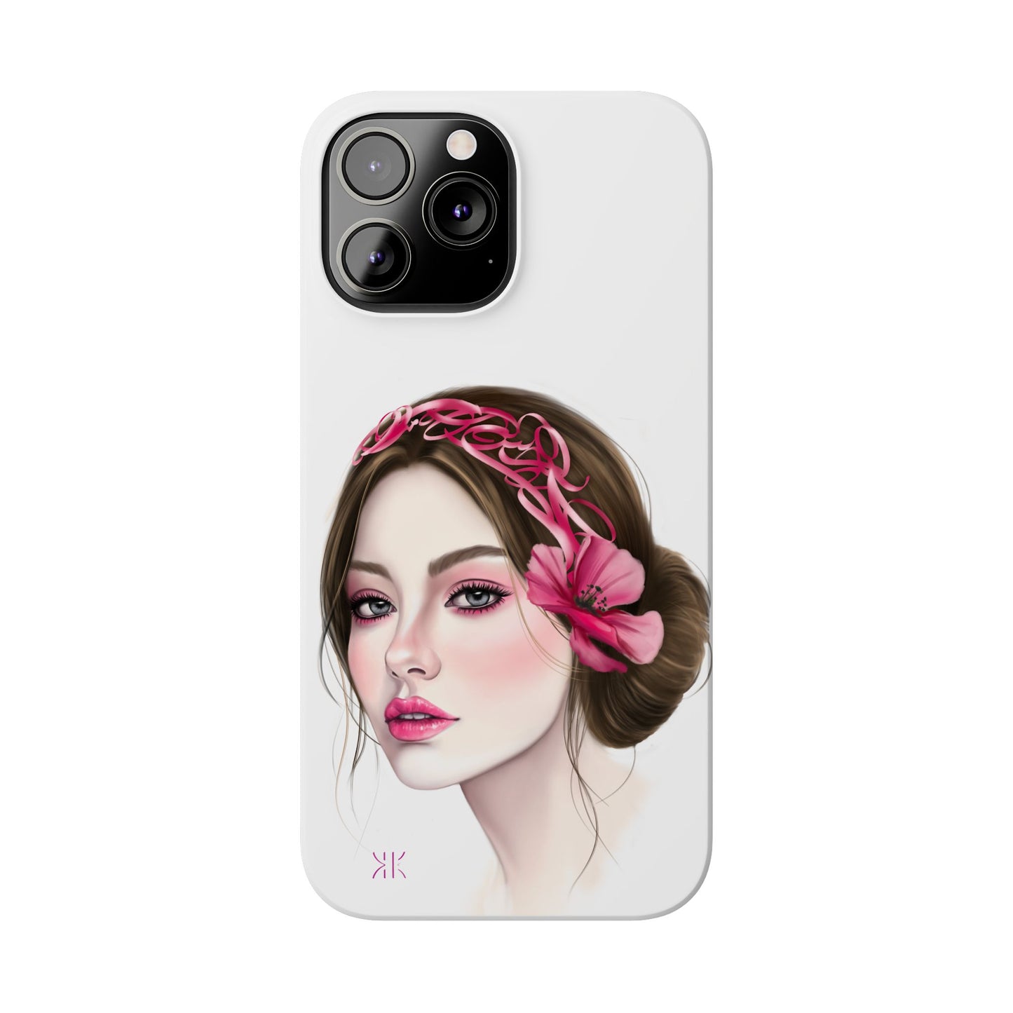 Phone Case - Beautiful Girl Headband Calligraphy Pink