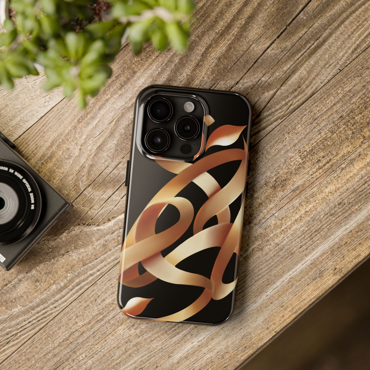 Gold Ribbon Phone Case Persian Calligraphy Modern Handwriting