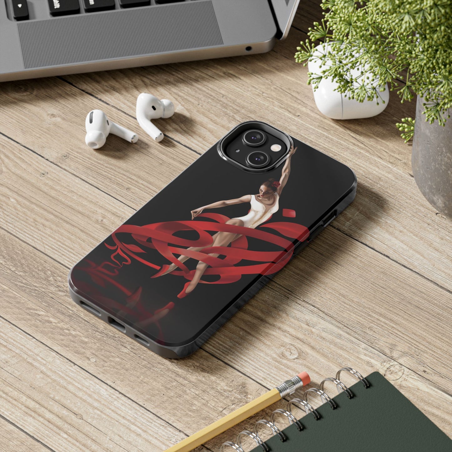Phone Case Persian Calligraphy Rose Ribbon Ballerina