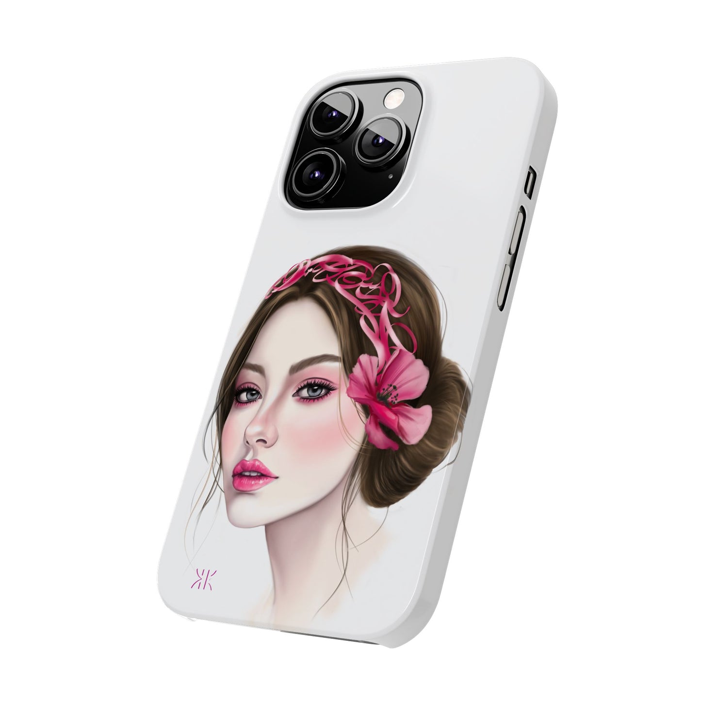 Phone Case - Beautiful Girl Headband Calligraphy Pink