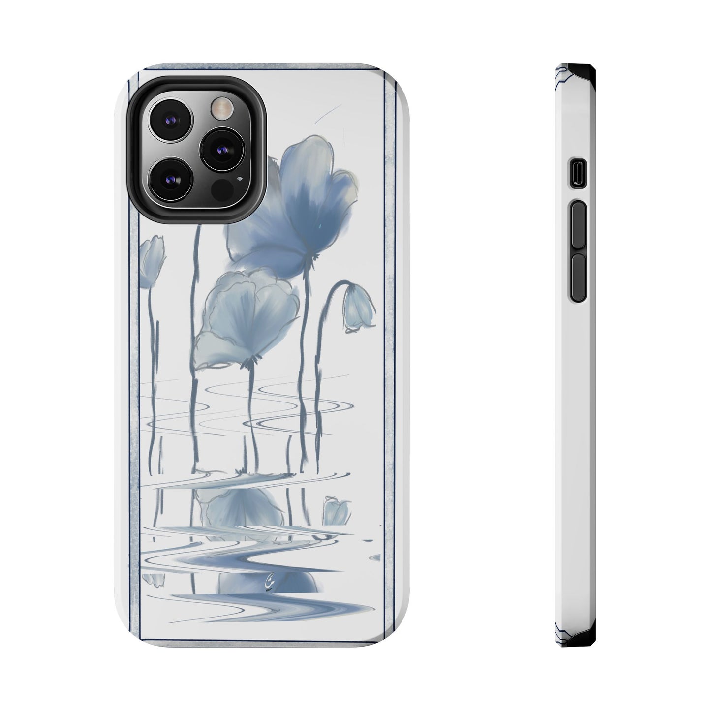 Floral Tough Phone Case - Watercolour Blue Flora Collection