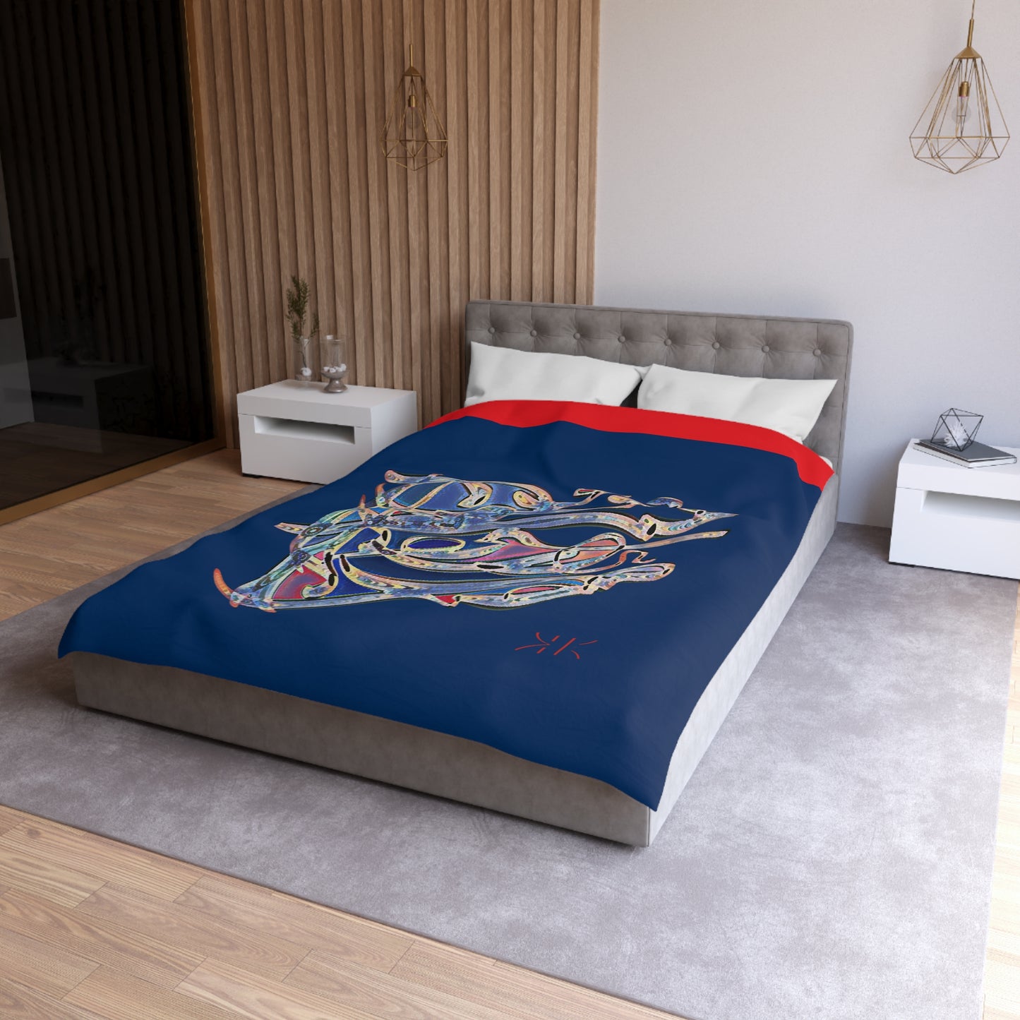 Kalli K Serenity Microfiber Duvet Cover – Elegant Modern Calligraphy design for your Bedrooms