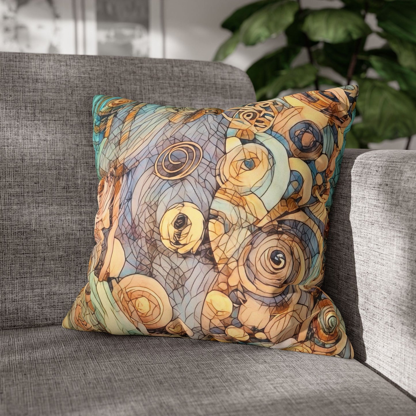 Ethereal Swirls design Faux Suede Square Pillow Cover
