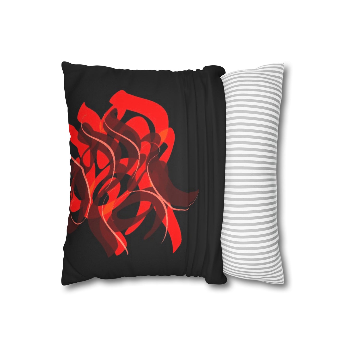 Square Pillowcase - Persian Calligraphy Faux Suede Design