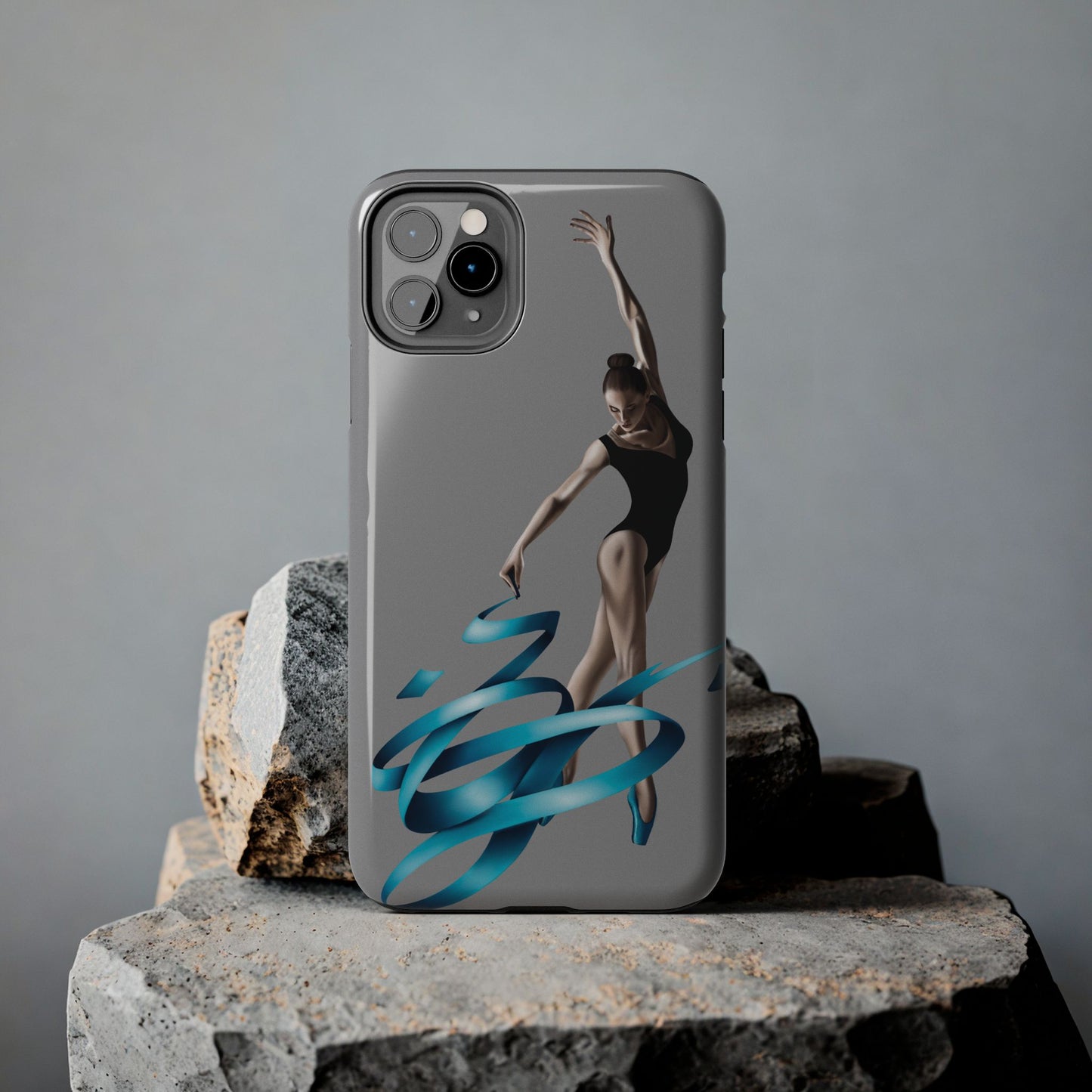 Phone Case - Ballerina with Blue Ribbon Persian Calligraphy Design in Grey