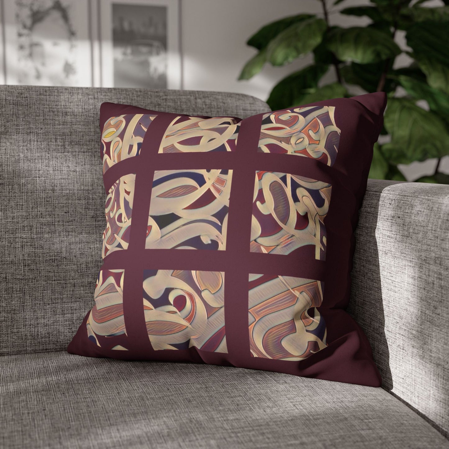 Copy of Copy of Square Pillowcase - Persian Calligraphy, Modern Handwriting Design