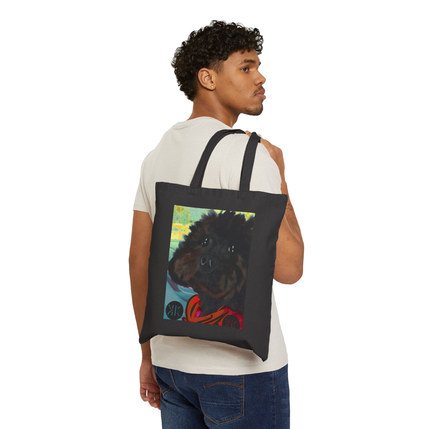 Adorable Dog Art Cotton Canvas Tote Bag - Perfect for Pet Lovers