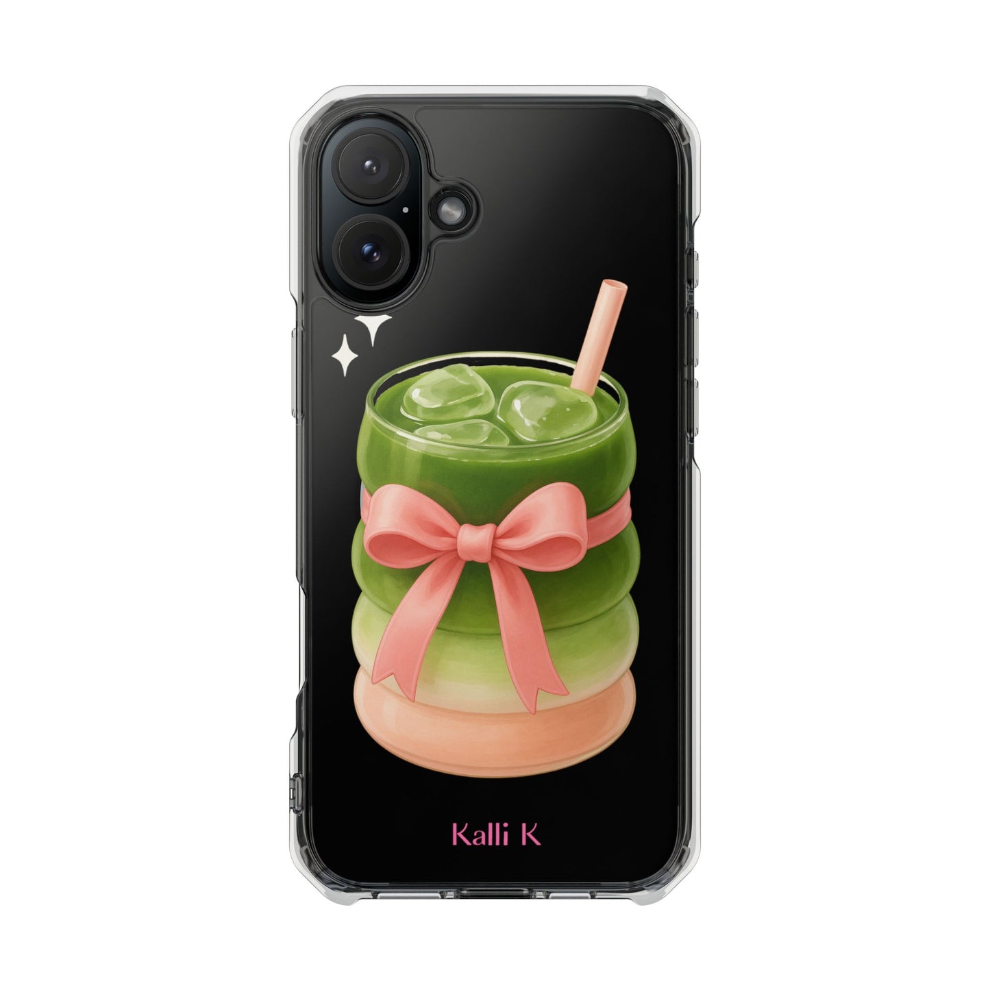 Macha girlie🎀 Magnetic Clear Impact Cases with Pink Bow Design | Stylish Phone Protection, Gifts for Her, Trendy Accessories, Birthday Gifts, Cute Tech